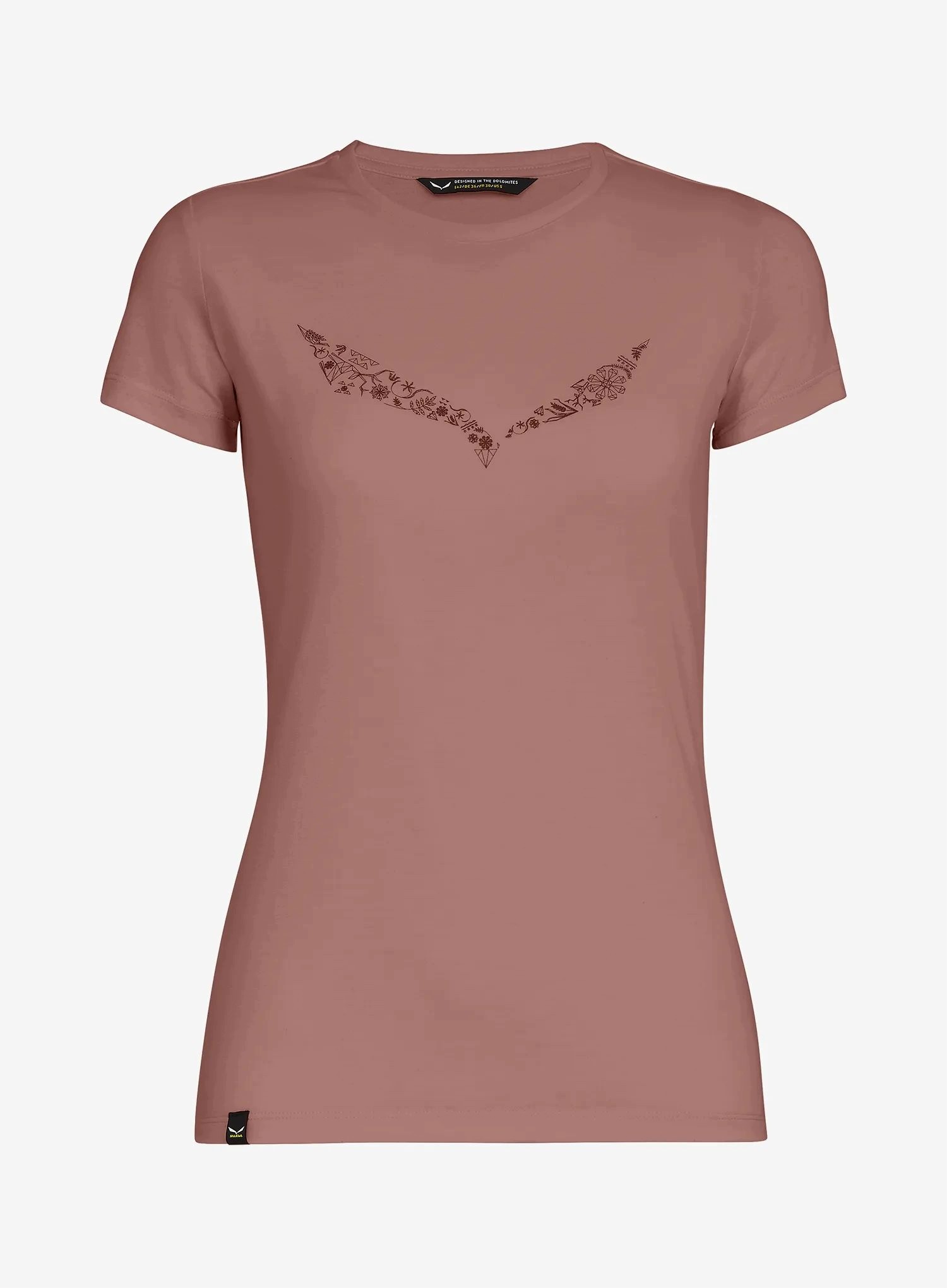 Koszulka z nadrukiem damska Salewa Solid Dry S/s Tee desert pink 34 (xs)