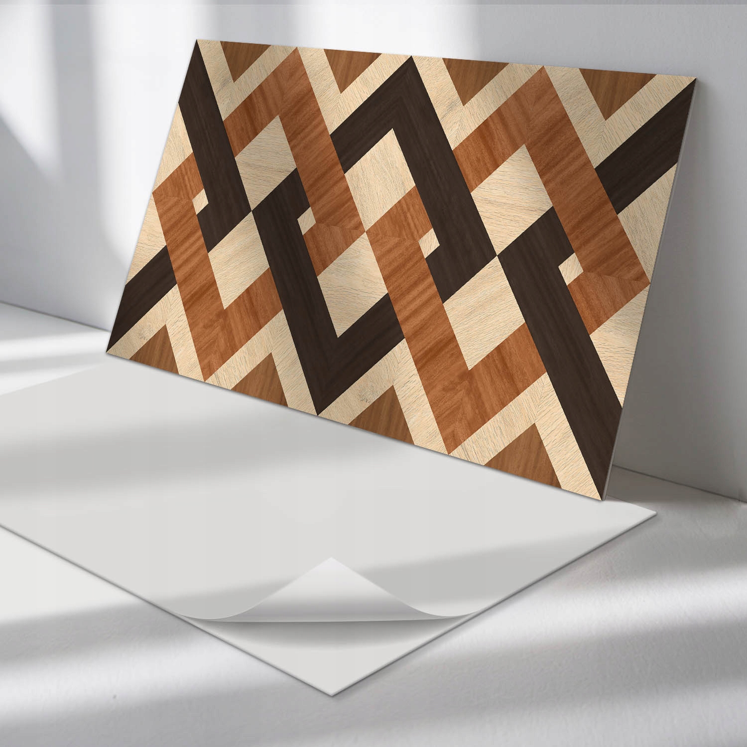 Sada samolepiacich panelov Geometrický vzor z dreva 6 ks 60x30 cm