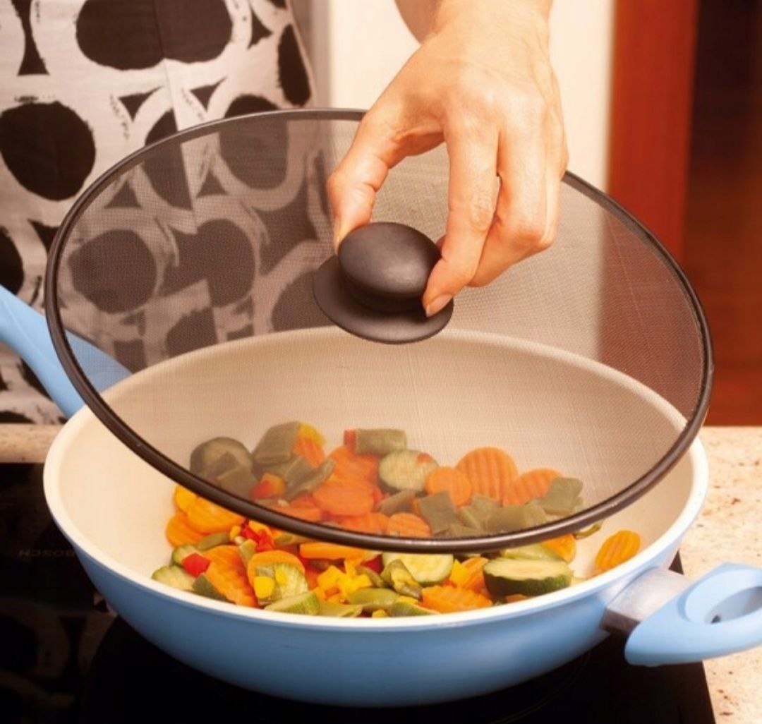 POKRYWA SIATKA NA PATELNIĘ GARNEK OCHRONNA DO SMAŻENIA OSŁONA PRZED OLEJEM Marka bez marki