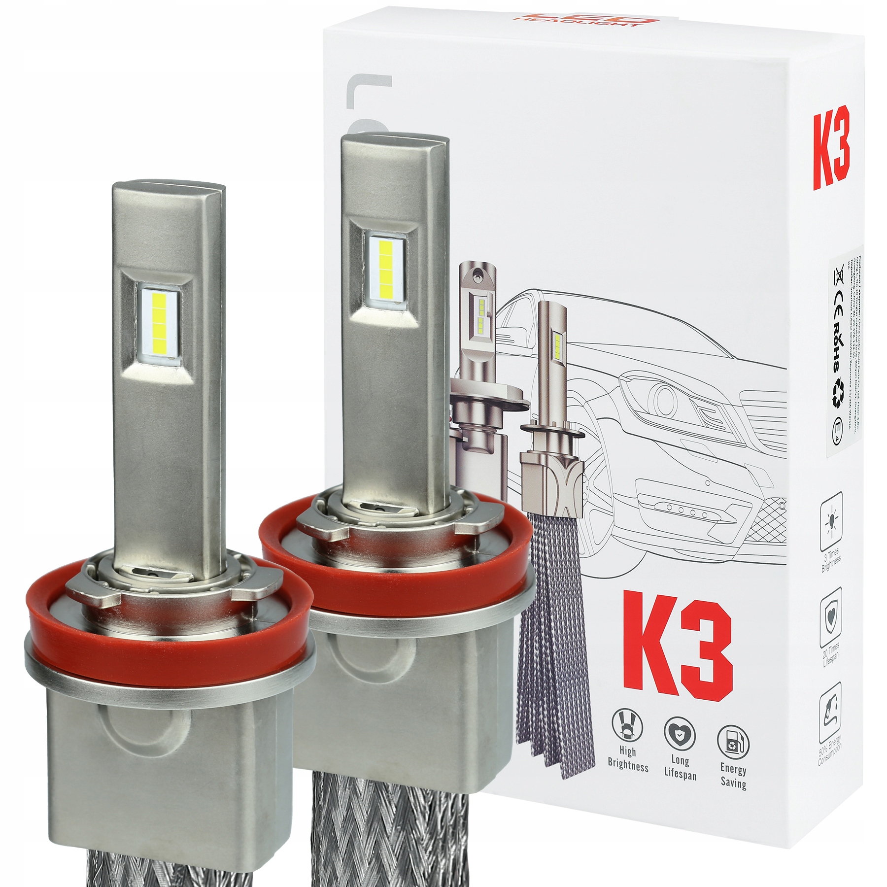 Led žárovky H11 K3 Csp Pasivní Superjasné 20000lm