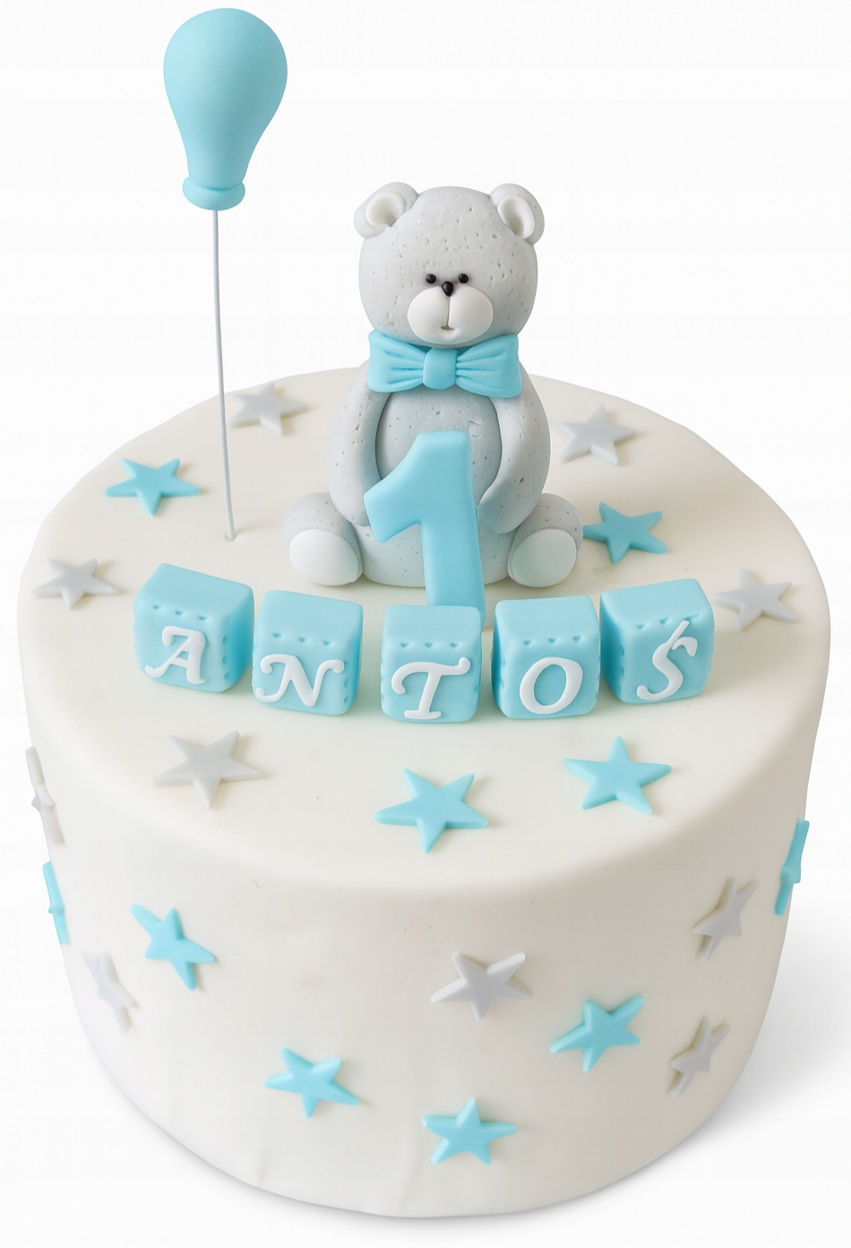 Levně Sada cukrových figurek Medvídek s mašlí, jméno, číslo, balónek a hvězdičky