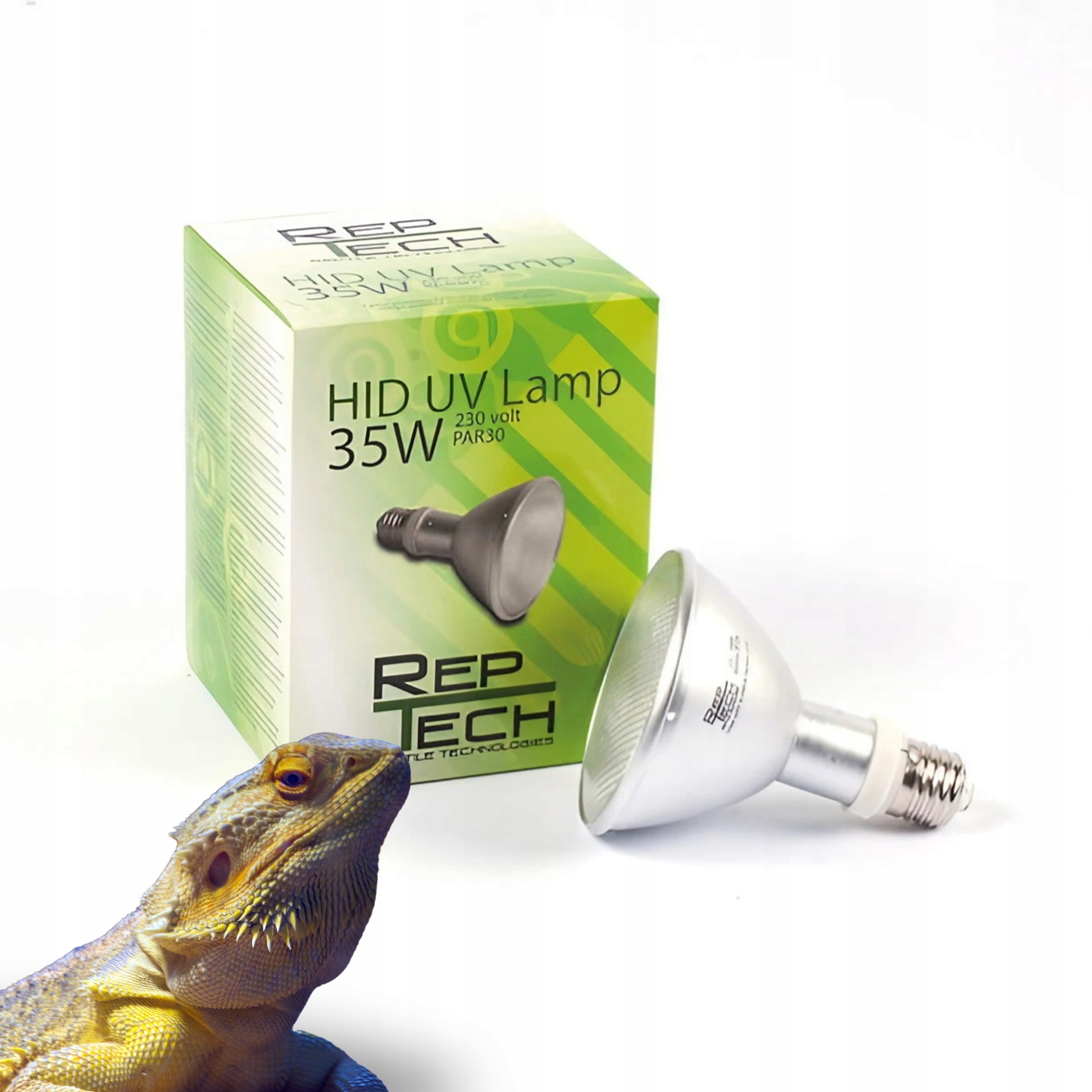 Reptech Hid Metahalogen 35W Uva Uvb topná žárovka Uvi tester