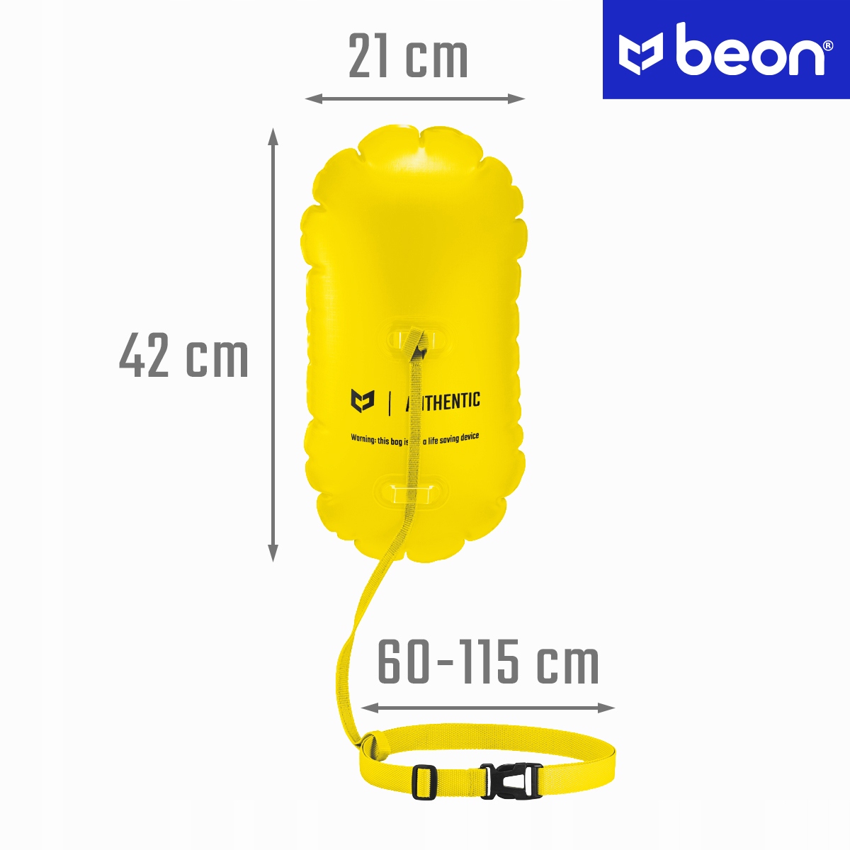 BOJKA DO PŁYWANIA BOJA ASEKURACYJNA TRIATHLONOWA DMUCHANA DO PŁYWANIA BEON Długość 42 cm
