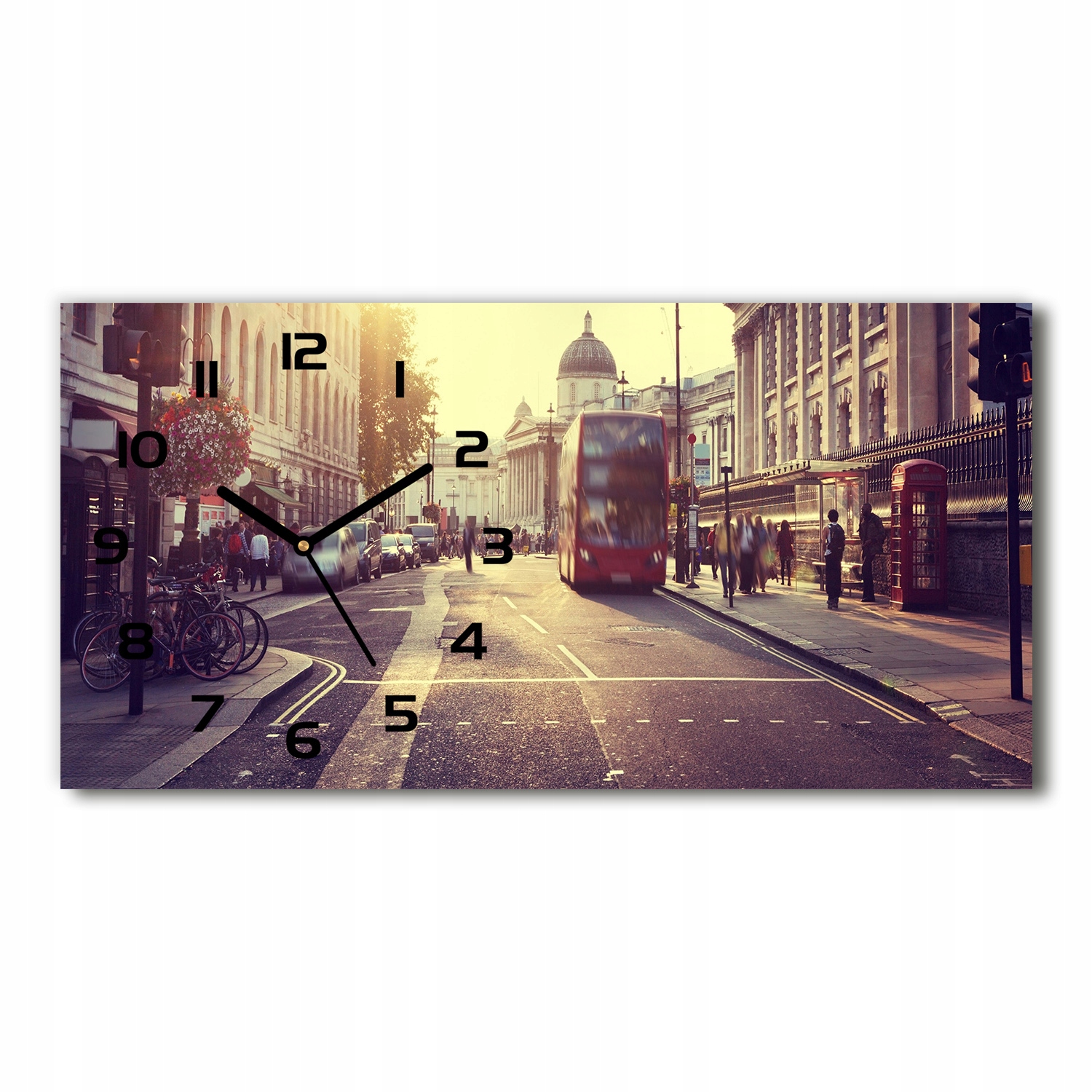 

Szklany zegar ścienny do salonu Londyn 60x30 cm