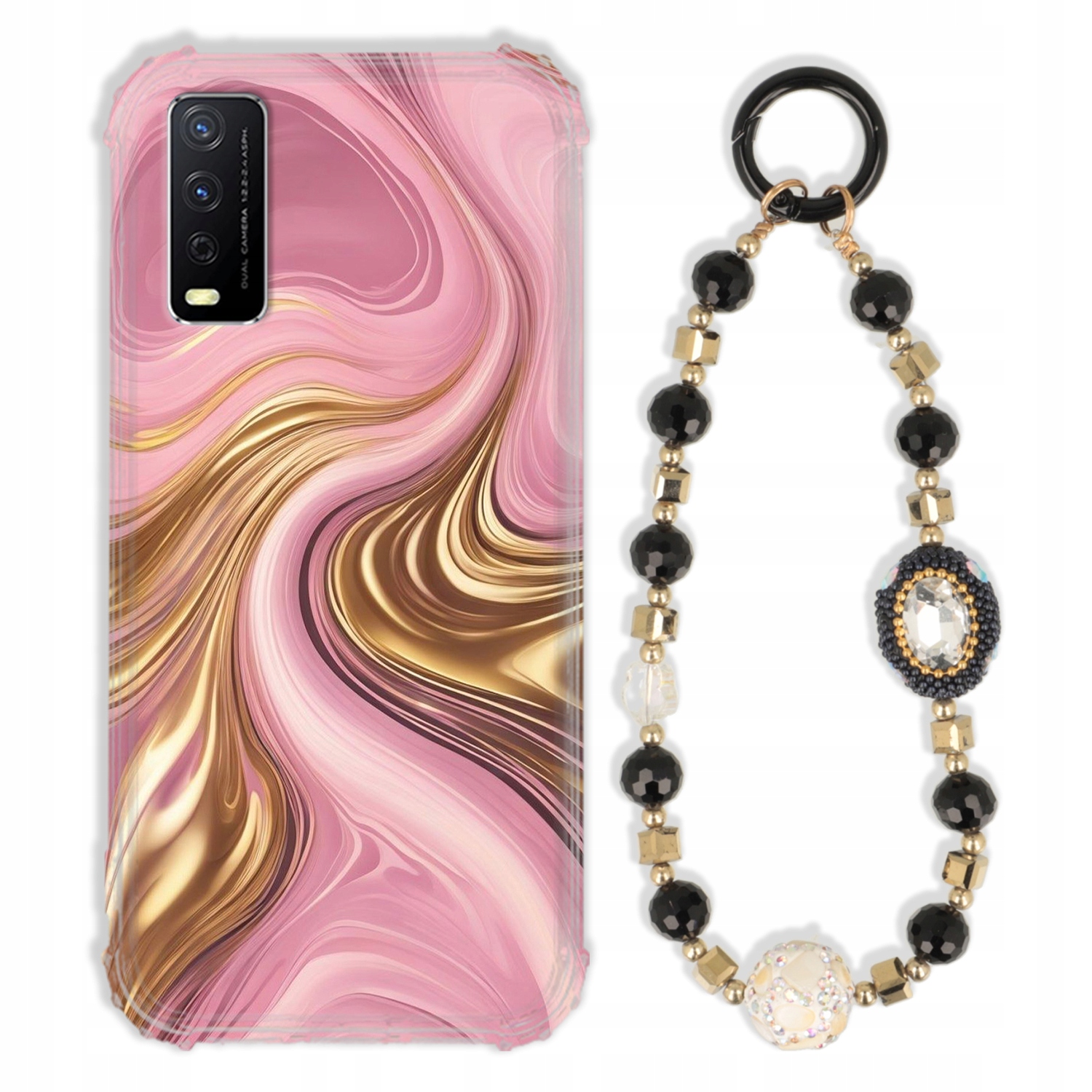 Puzdro Pre Vivo Y20s Case Antishock Zirkóny Čierno-zlaté Odolné| Silné