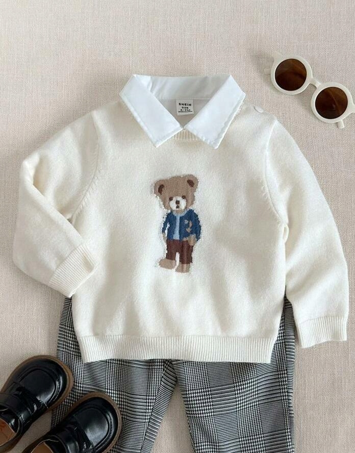 SHEIN SWETER WZÓR MIŚ WKM S06__92/98