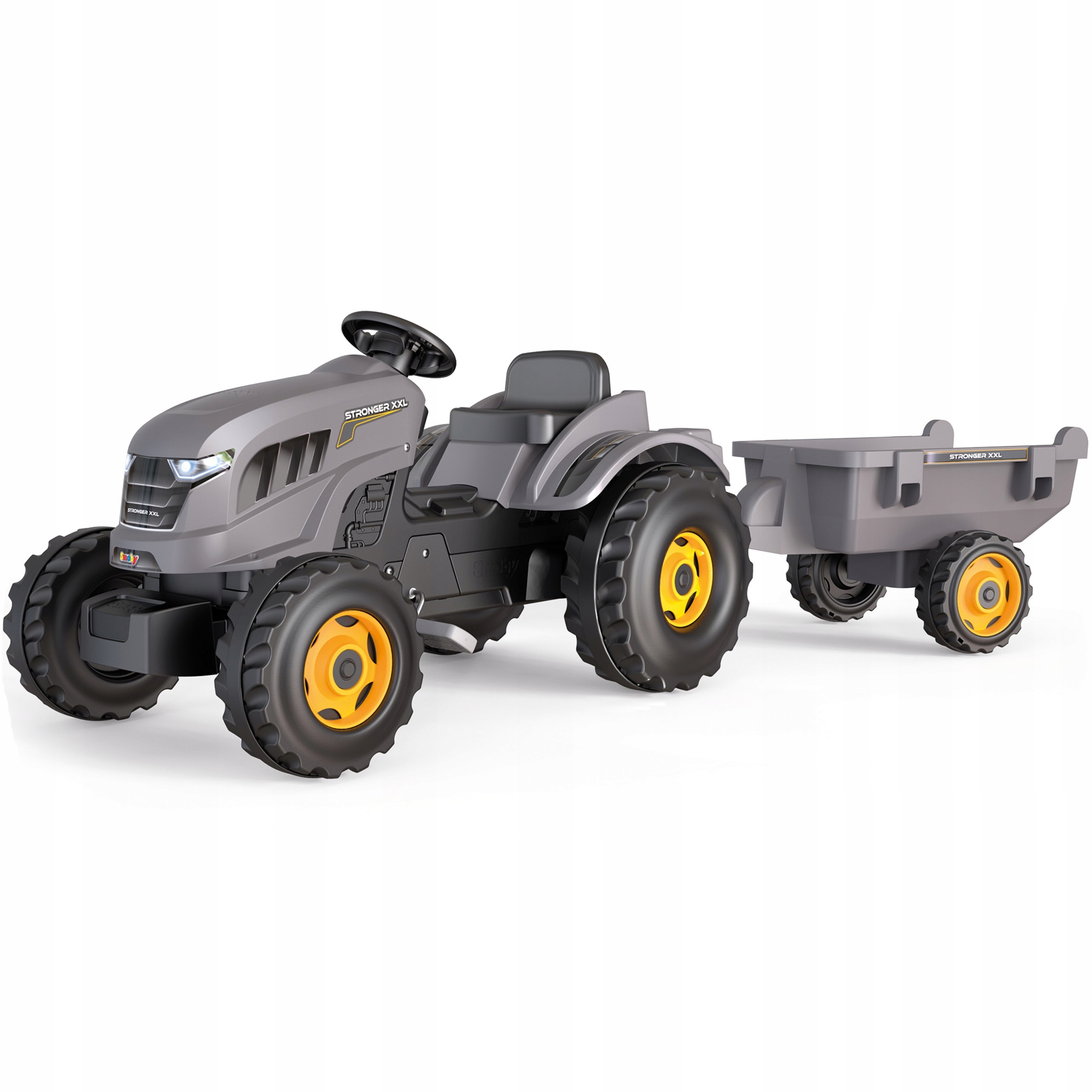 

Smoby Traktor XXL Szary na Pedały z Przyczepką