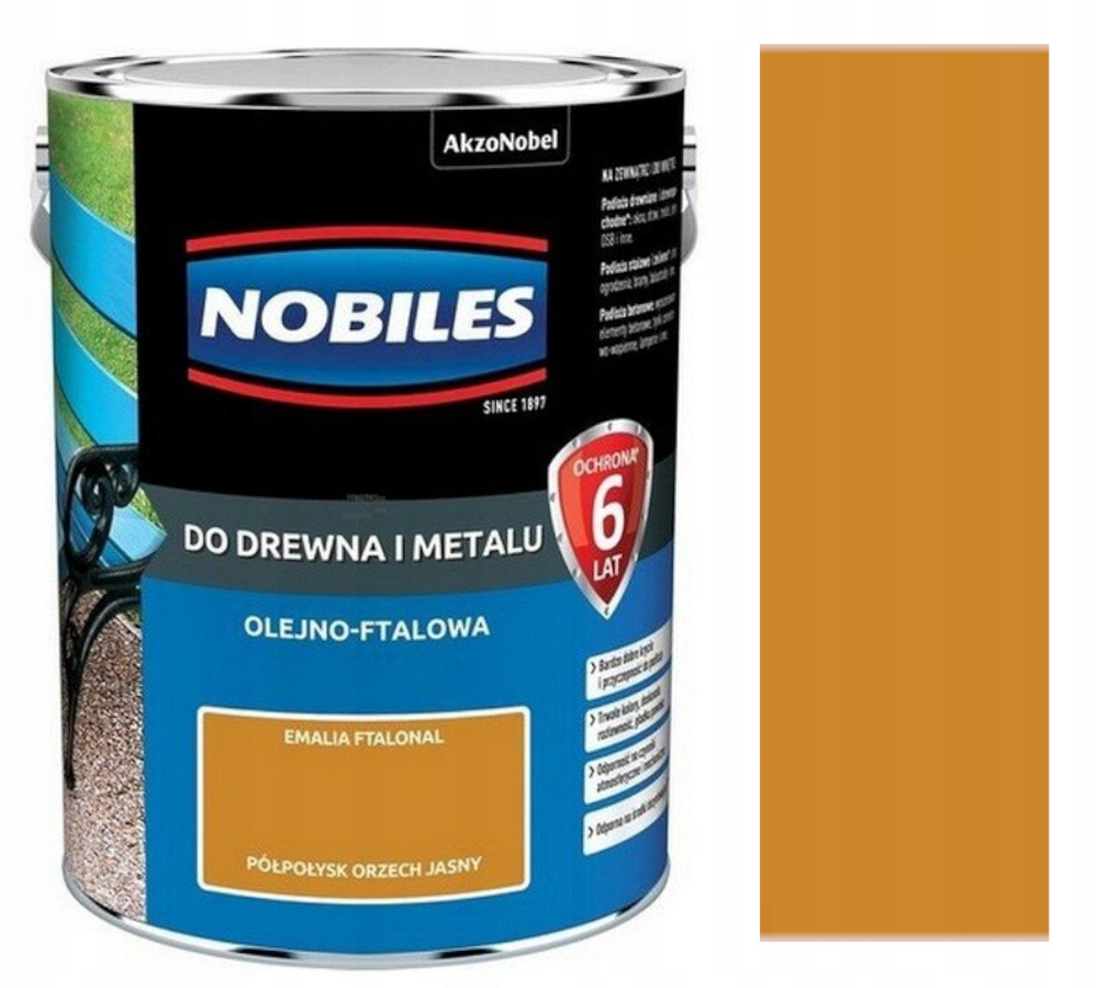 Nobiles Ftalonal Barva Na Dřevo A Kov 5L Pololesk Ořech Světlý