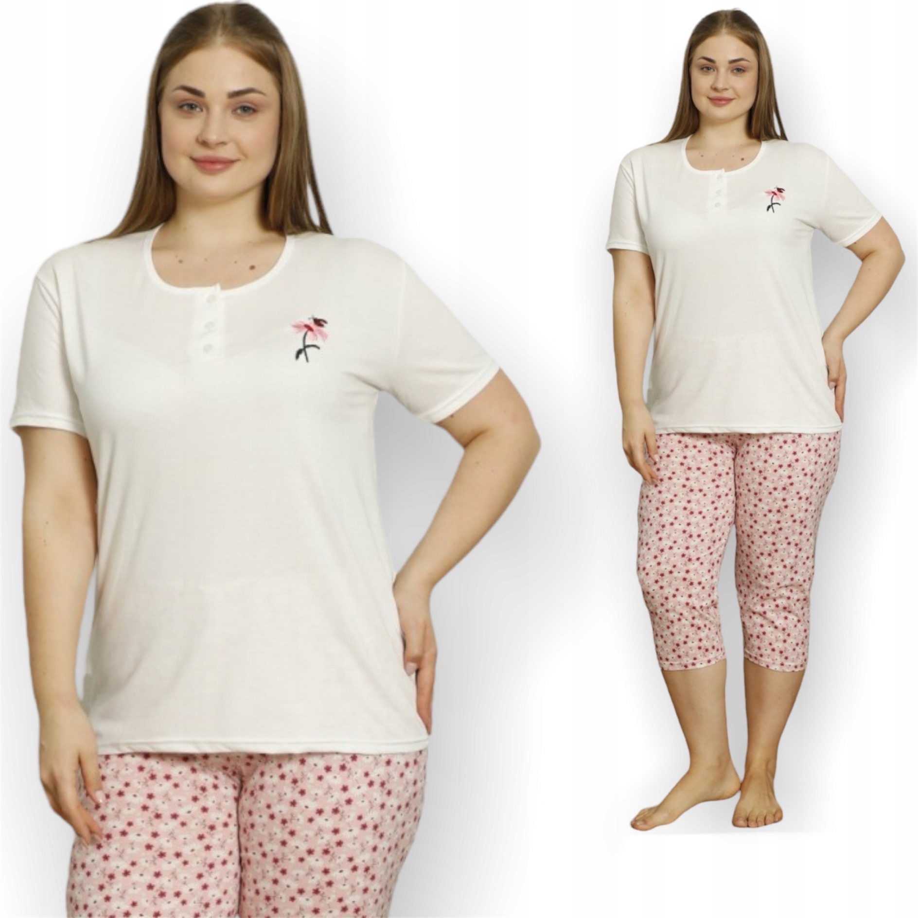 

Pizama Damska Duze Rozmiary Krotki RĘK.3/4 Spodnie