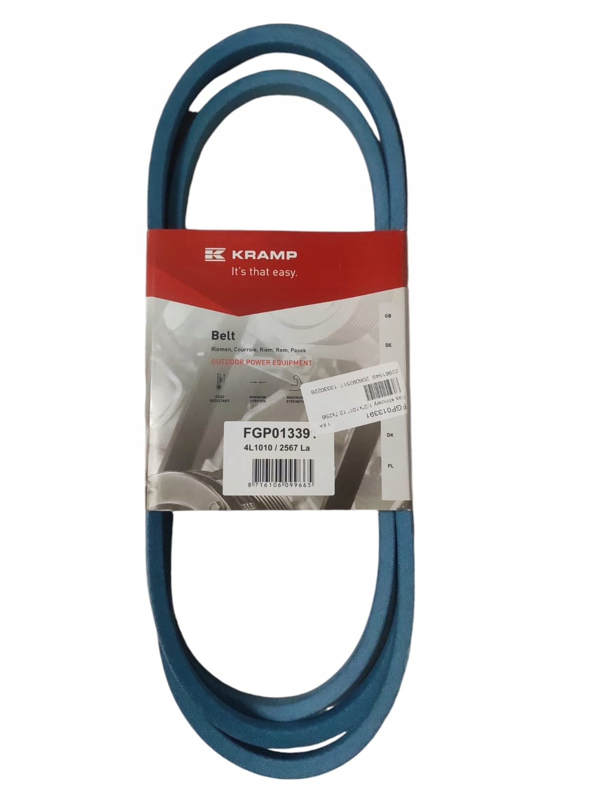 Pasek napędu klinowy 1/2"x101" 12,7x2565 wzmocniony Kevlar Kramp FGP013391