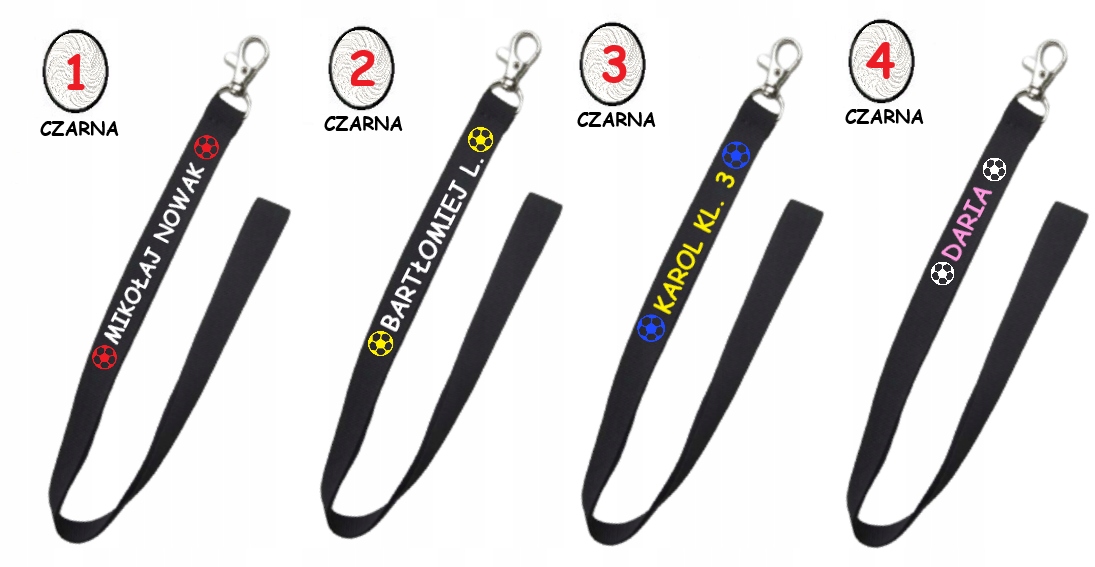 Smycz na klucze z nadrukiem IMIĘ NAZWISKO i KLASA - dużo kolorów EAN (GTIN) 5901297512