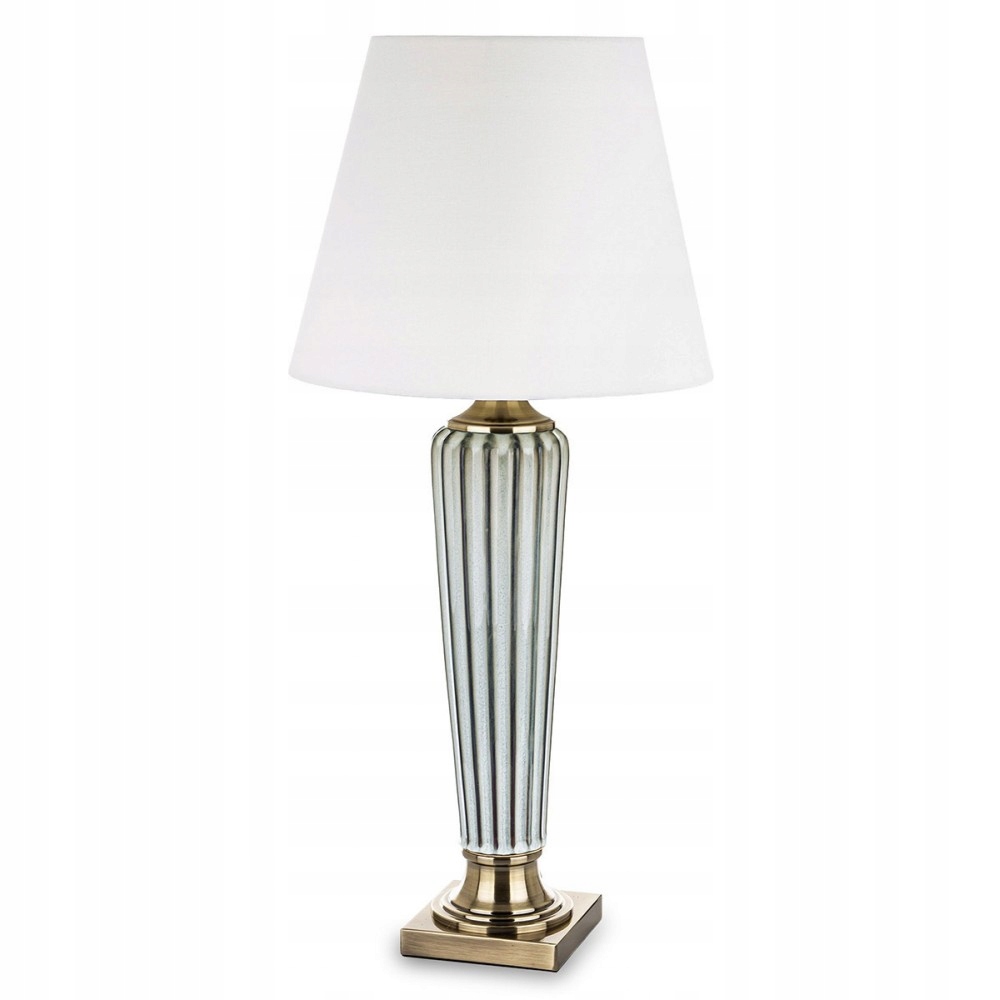 Lampa Stołowa Ceramiczna h-85cm Szara Mosiężna Stojąca Stylowa Nowoczesna