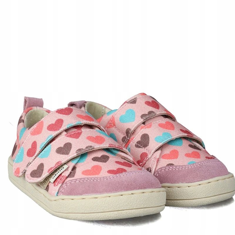 Mido 60-08 Pink Hearts półbuty tenisówki barefoot dziewczęce serduszka 24