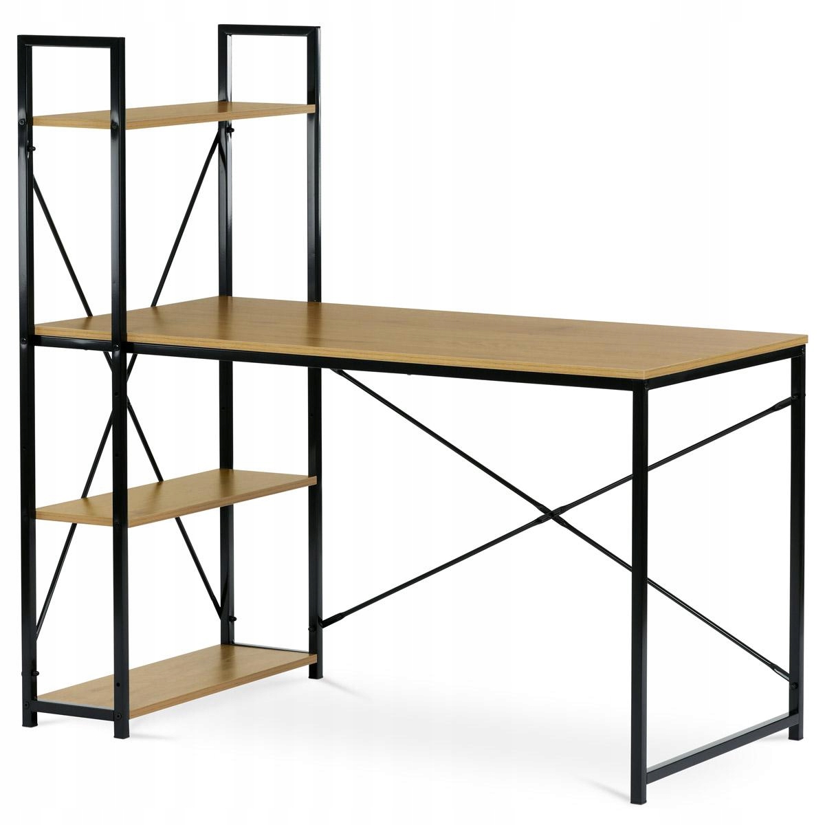 Autronic Stůl psací s regálem, Mdf, dekor dub, černý kov (GD-520 Oak)