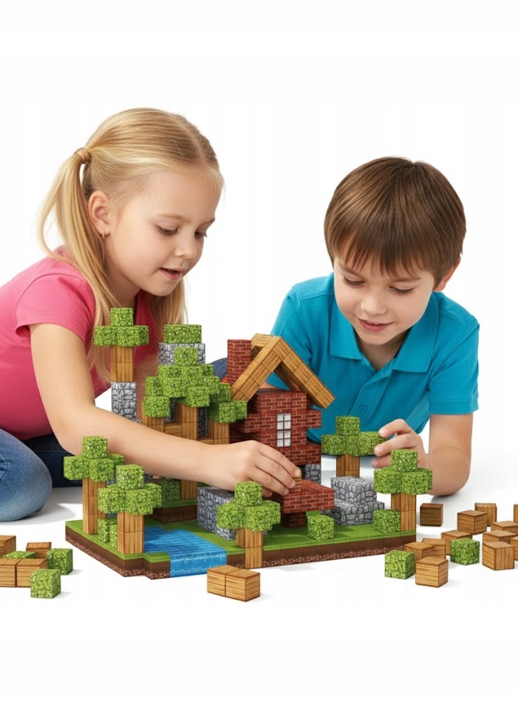MAGNETYCZNY KONSTRUKTOR 200 EL. KLOCKI MAGNETYCZNE 3D DLA DZIECI MINECRAFT Wiek dziecka 3 lata +
