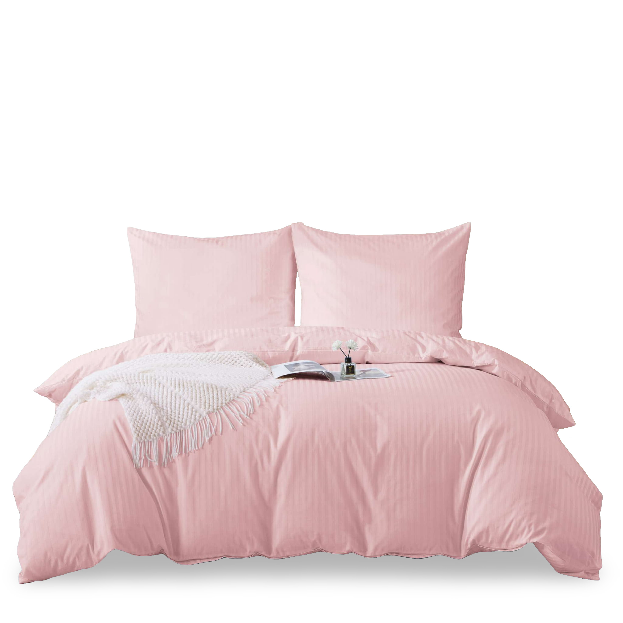 Súprava posteľnej bielizne damašková saténová bavlna 220x200 púdrová