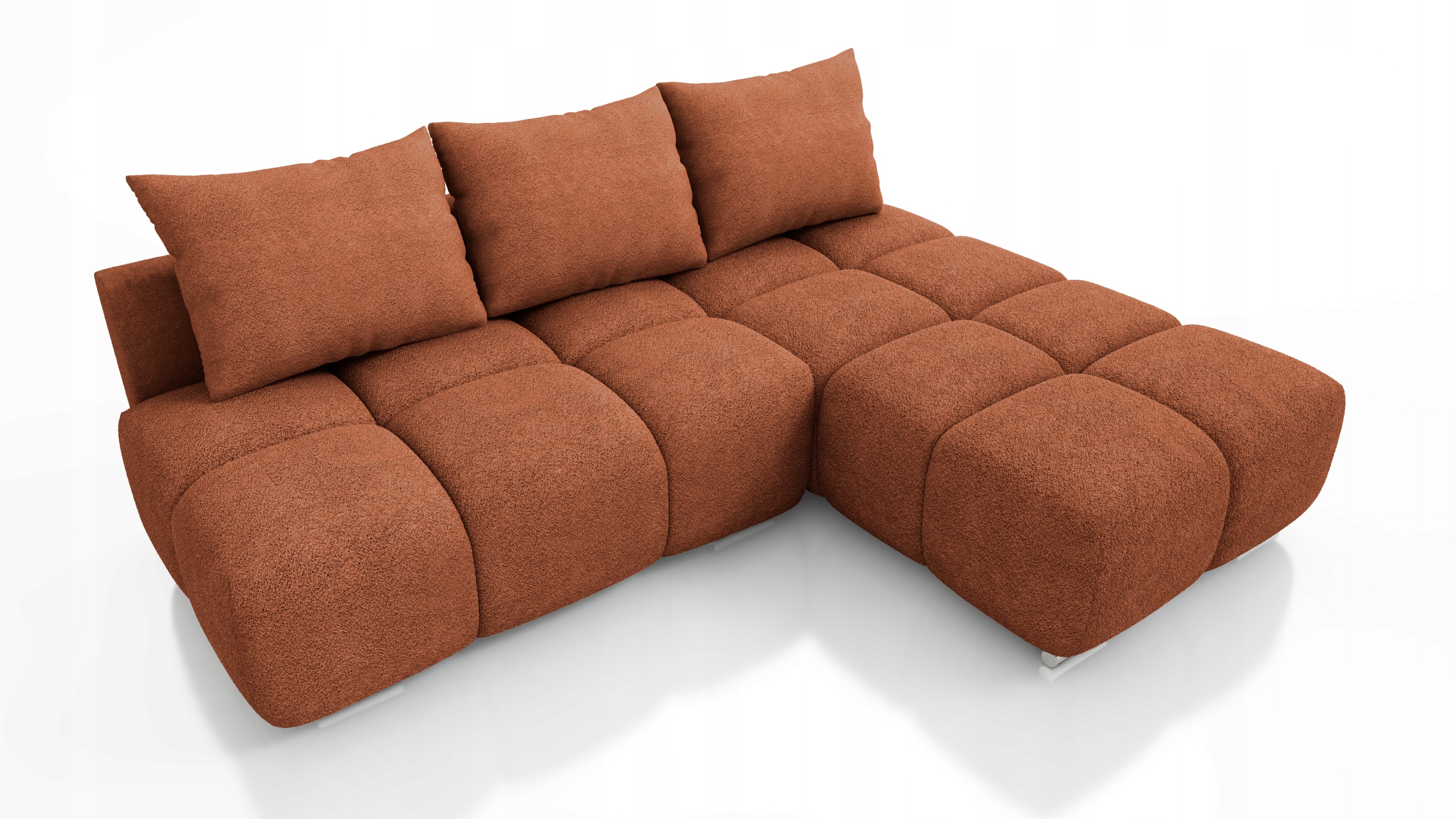 Rudý Moderní Rohová Sedací Souprava Rozkládací Funkce Spaní Rohová Sedačka Honey Mini Pravá