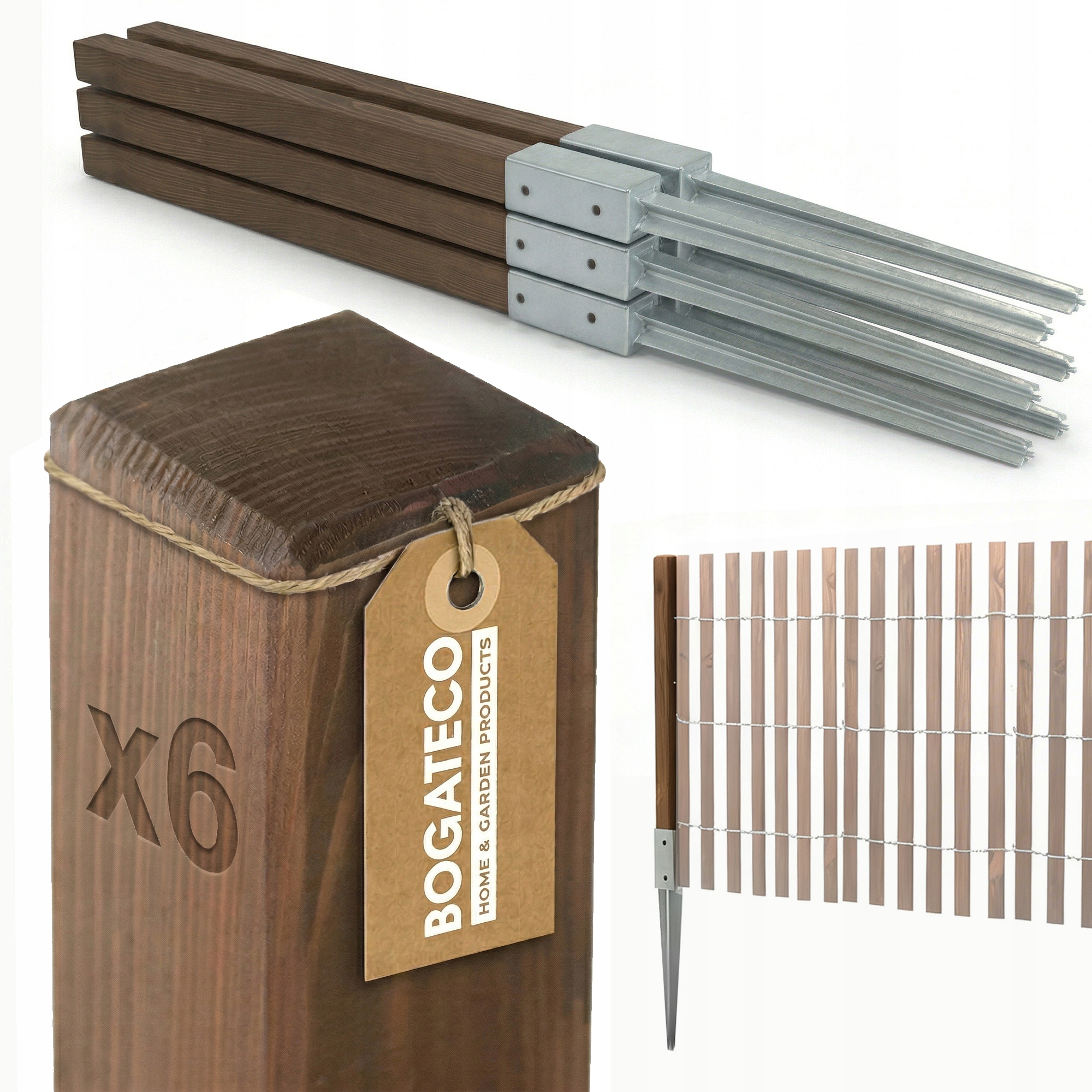 Dřevěné Sloupky Plotové Kůly 6 Kusů 80 CM Sloupek Na Kotvě