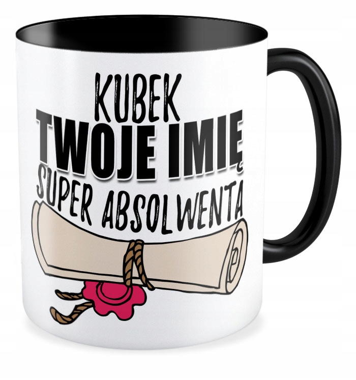 

Kubek czarny prezent Absolwent Uczeń Twoje Imię