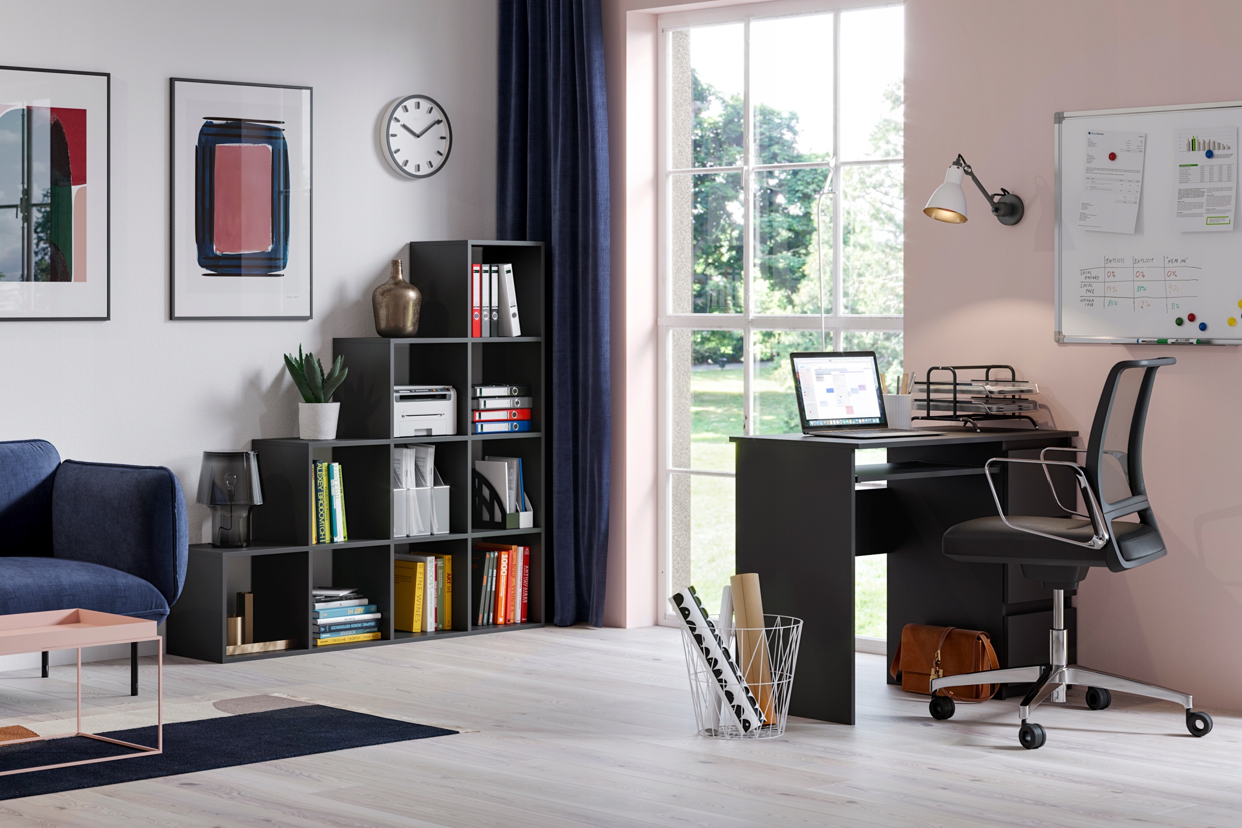 Biurko Szkolne Komputerowe 3 Szuflady Heini Czarne Materiał korpusu płyta laminowana