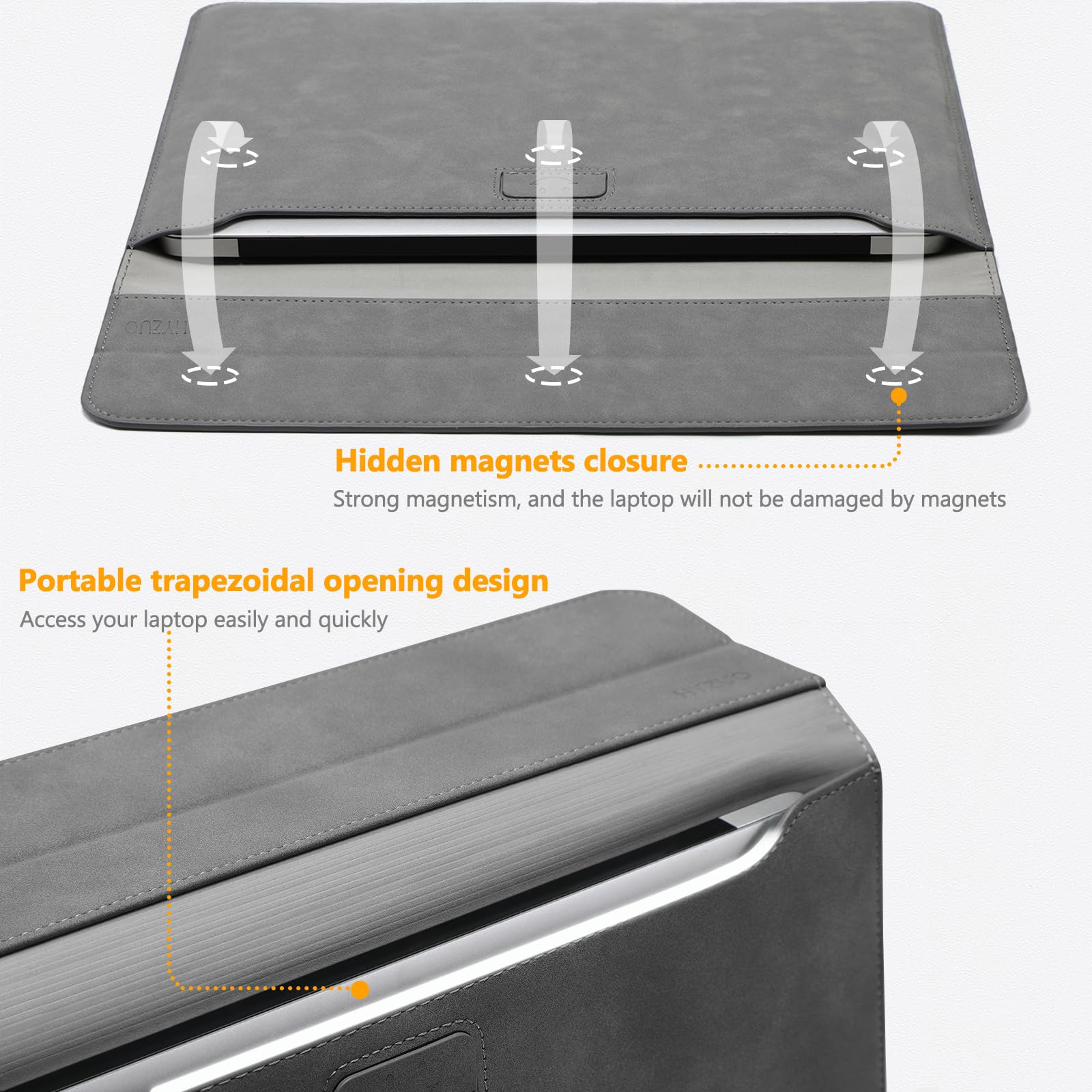 HYZUO Etui Na Laptop Z Funkcją Stojaka15 Cal MacBook Air Pro Surface Szary — miniatura 4