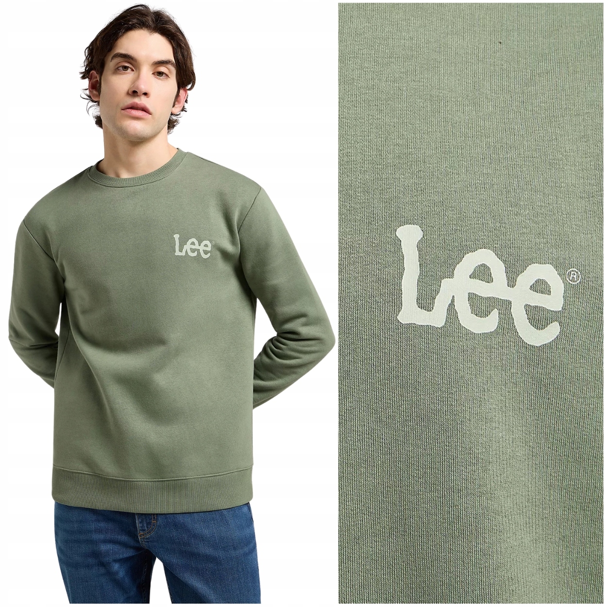 Lee Wobbly Sweatshirt Olive Stone bavlněná mikina s malým logem Regular M