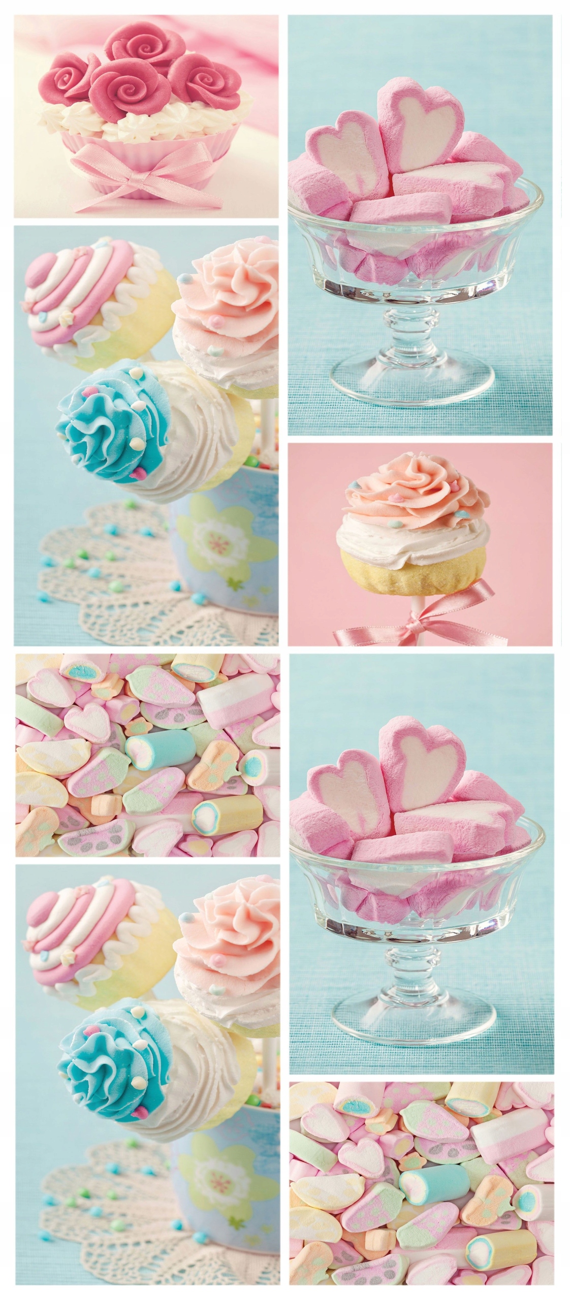 Samolepka Fototapeta Sladké bábovky a pěna pastelový vzor 91x211