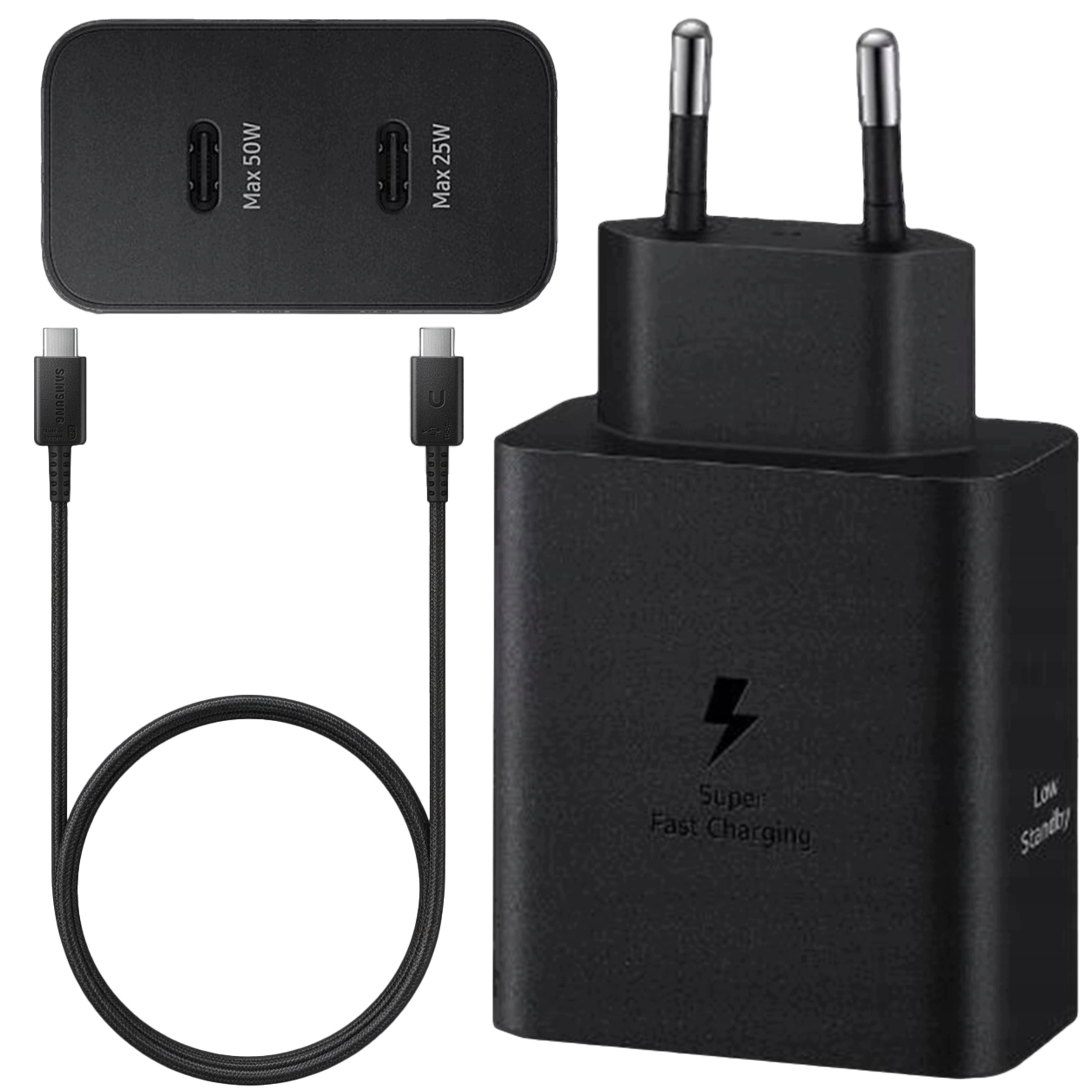 Rychlá Síťová Nabíječka Lewer Duo dvojitá 50W 25W Pd 3.0 Kabel 1,8 m