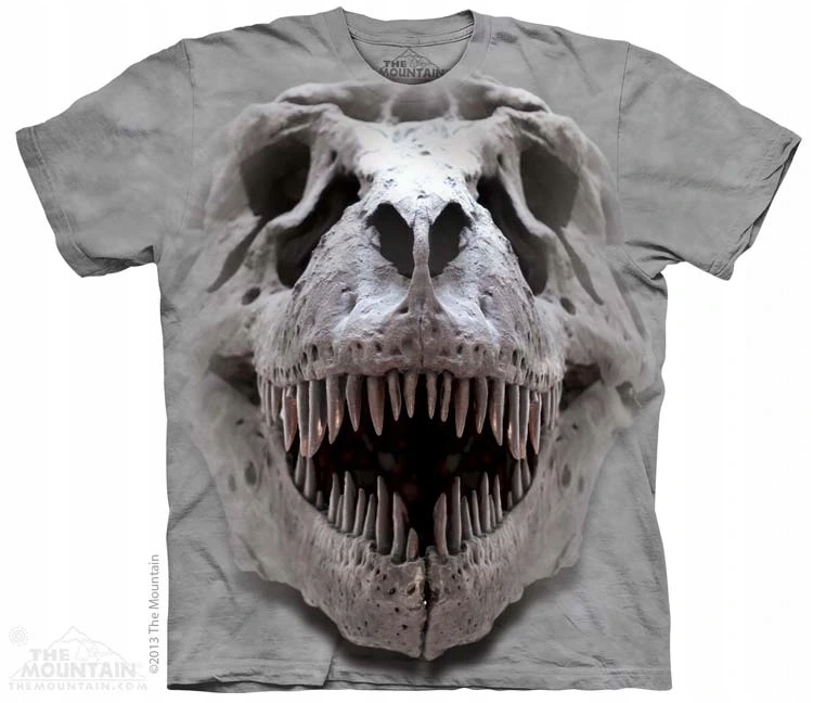 Pánské batikované triko The Mountain T-Rex Big Skull šedé XXXL