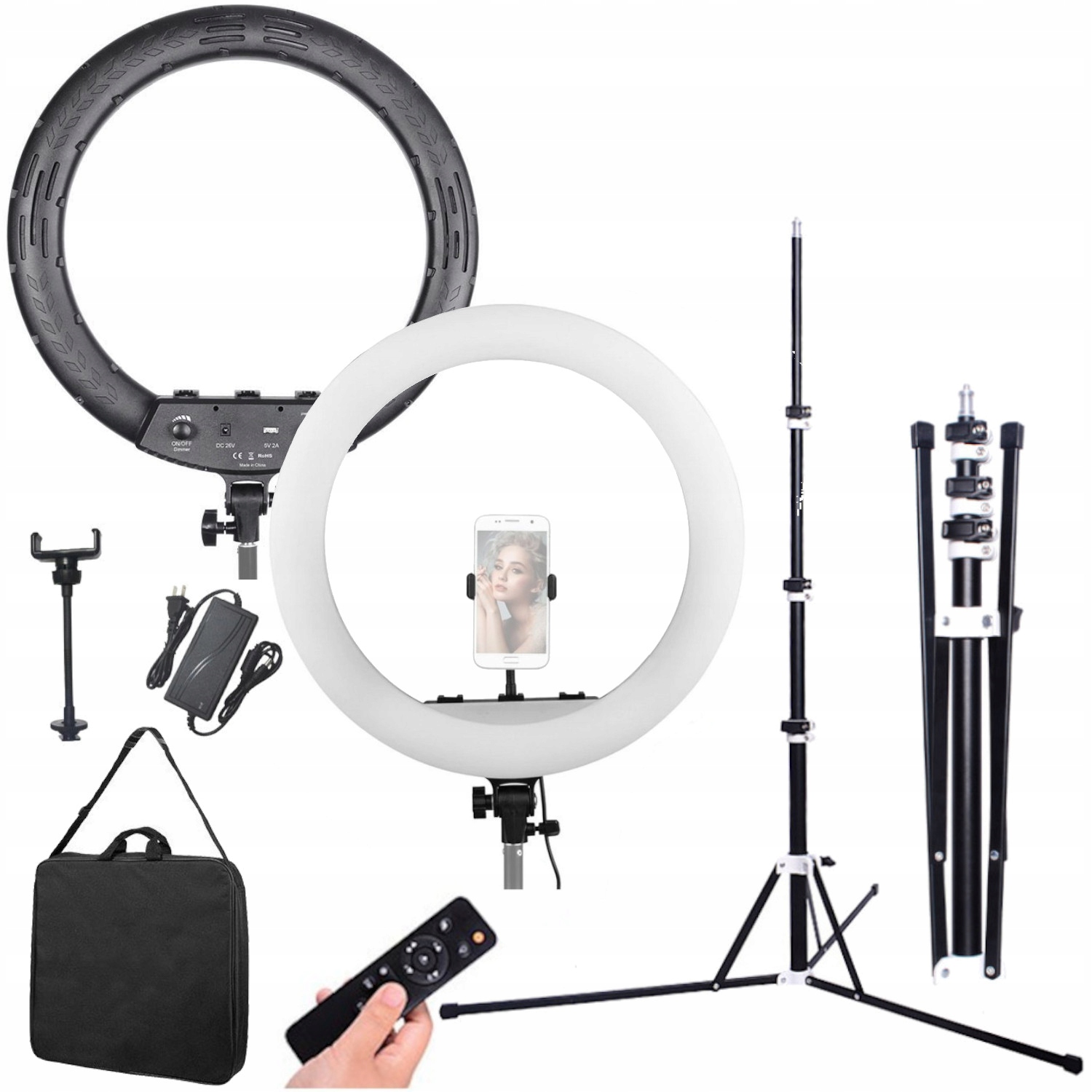 MITOYA MTY-18C LAMPA PIERŚCIENIOWA + STATYW 200 cm