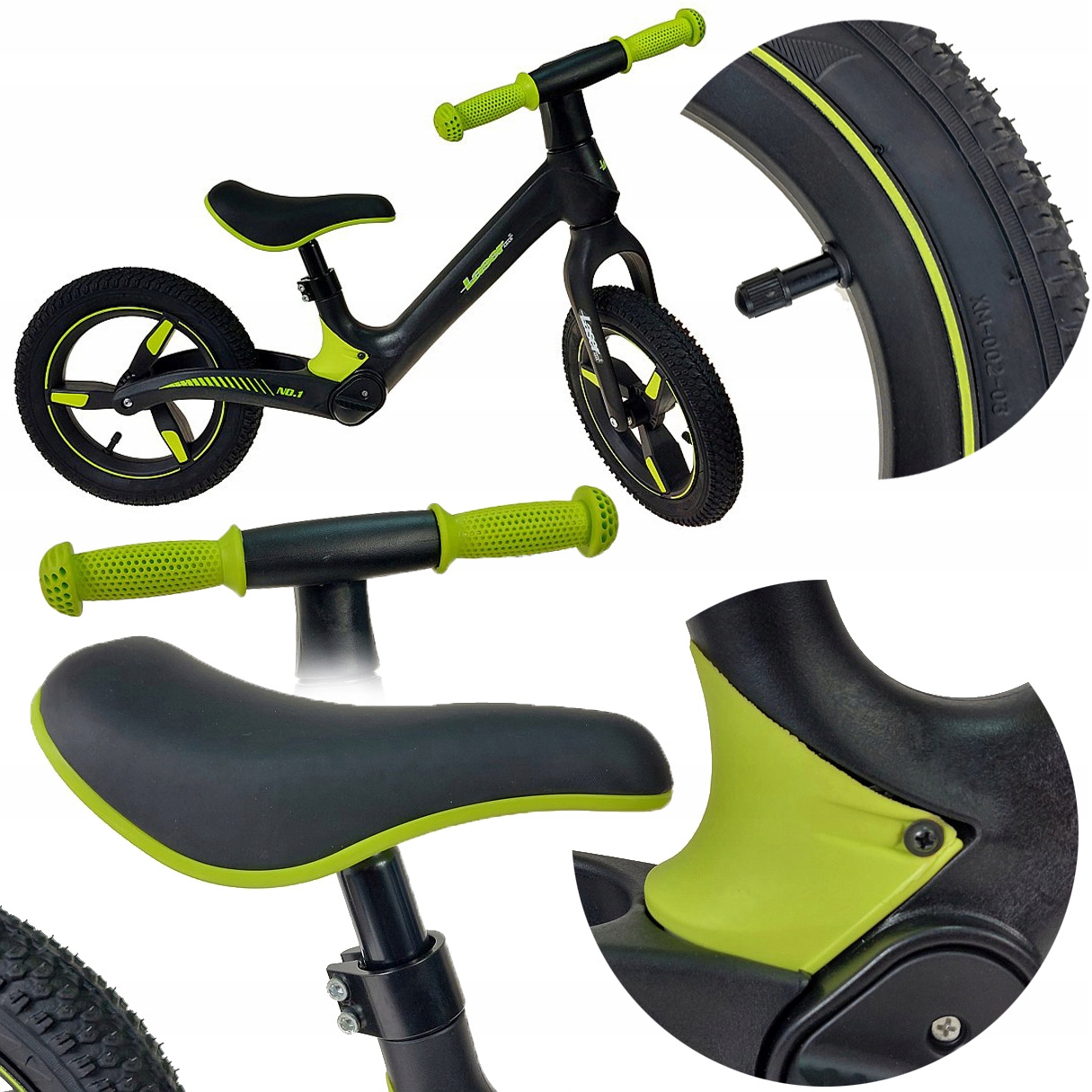 Rower biegowy 12" czarny z zielonym 664