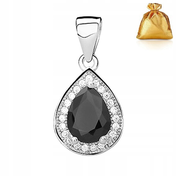 Stříbrný Přívěsek Černý Křišťál S Zirkony Stříbro Ryzosti 925 Rhodiovaný