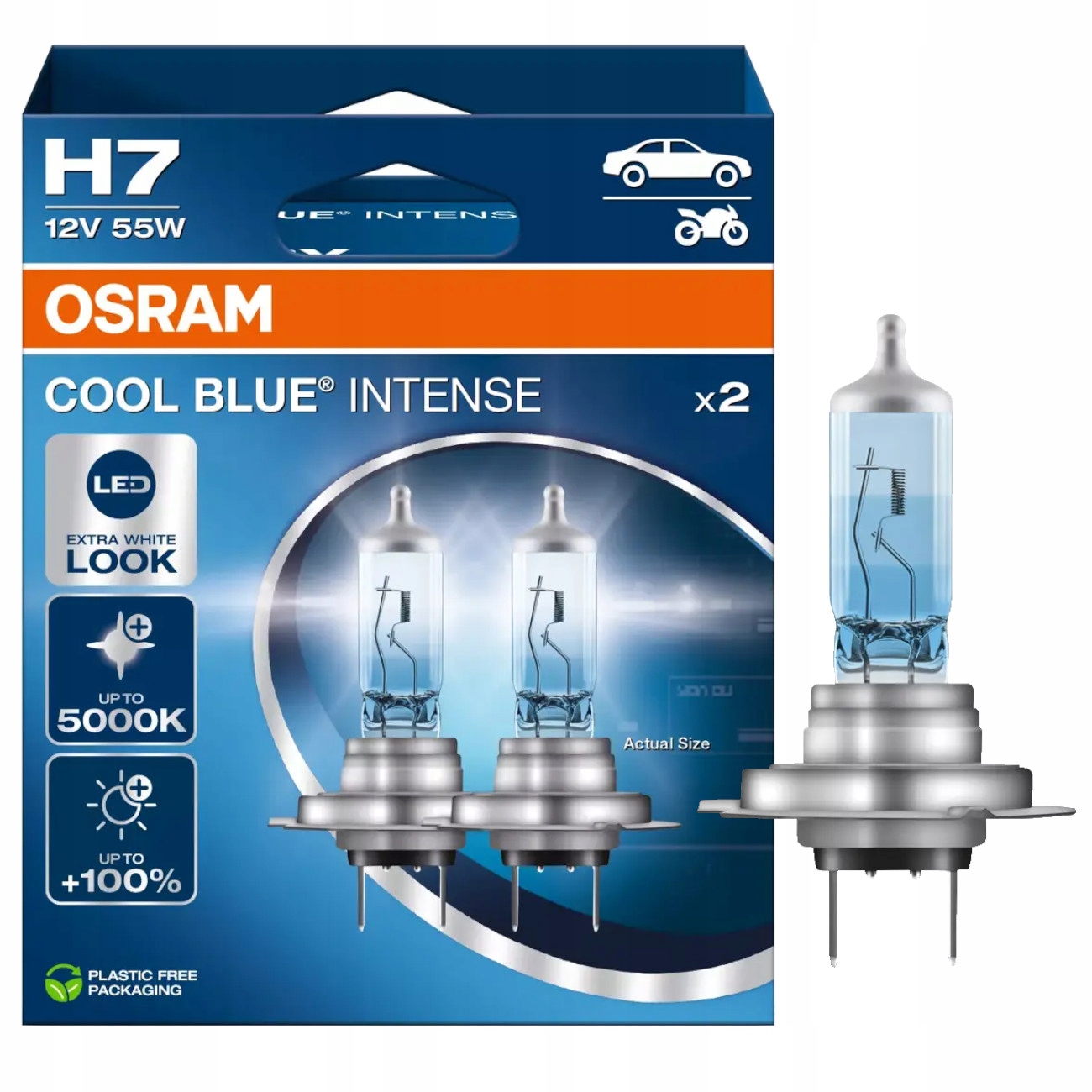 H7 Osram Zarówki 5000K Cool Blue Intense Led Extra White Look 100%