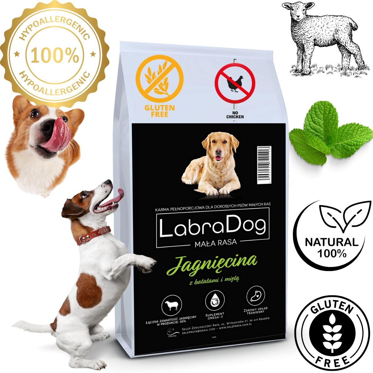 Levně LabraDog Superfood Hypoalergenní jehněčí s batáty a mátou 2x2kg