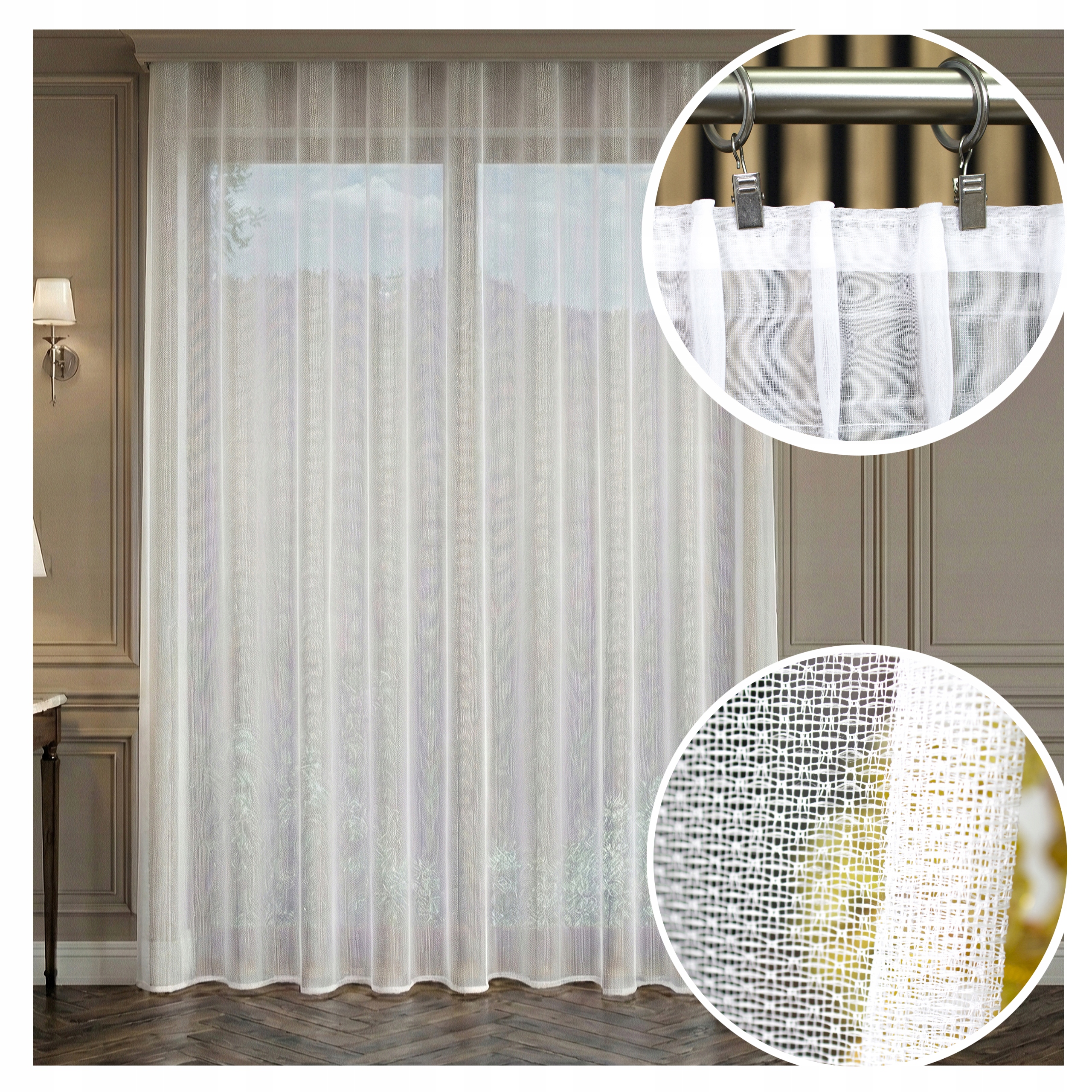 Hotová Záclona Žakárová Bez Žehlení Justyna 450x150 Žabky Modern Classic