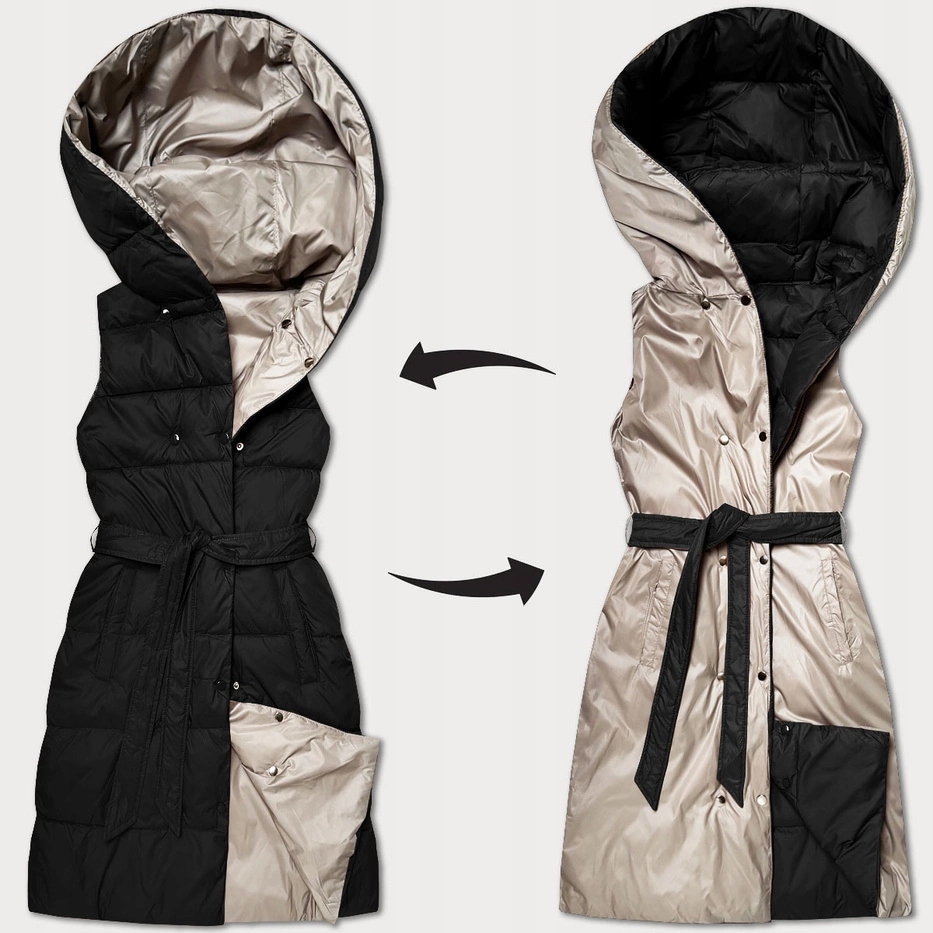 Prošívaná Vesta 2V1 6016 Černá-béžová XXL (44)