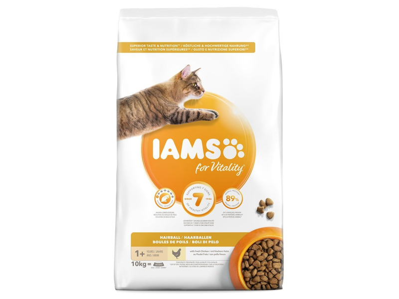 Karma dla kota Iams For Vitality Hairball Kurczak 10 kg