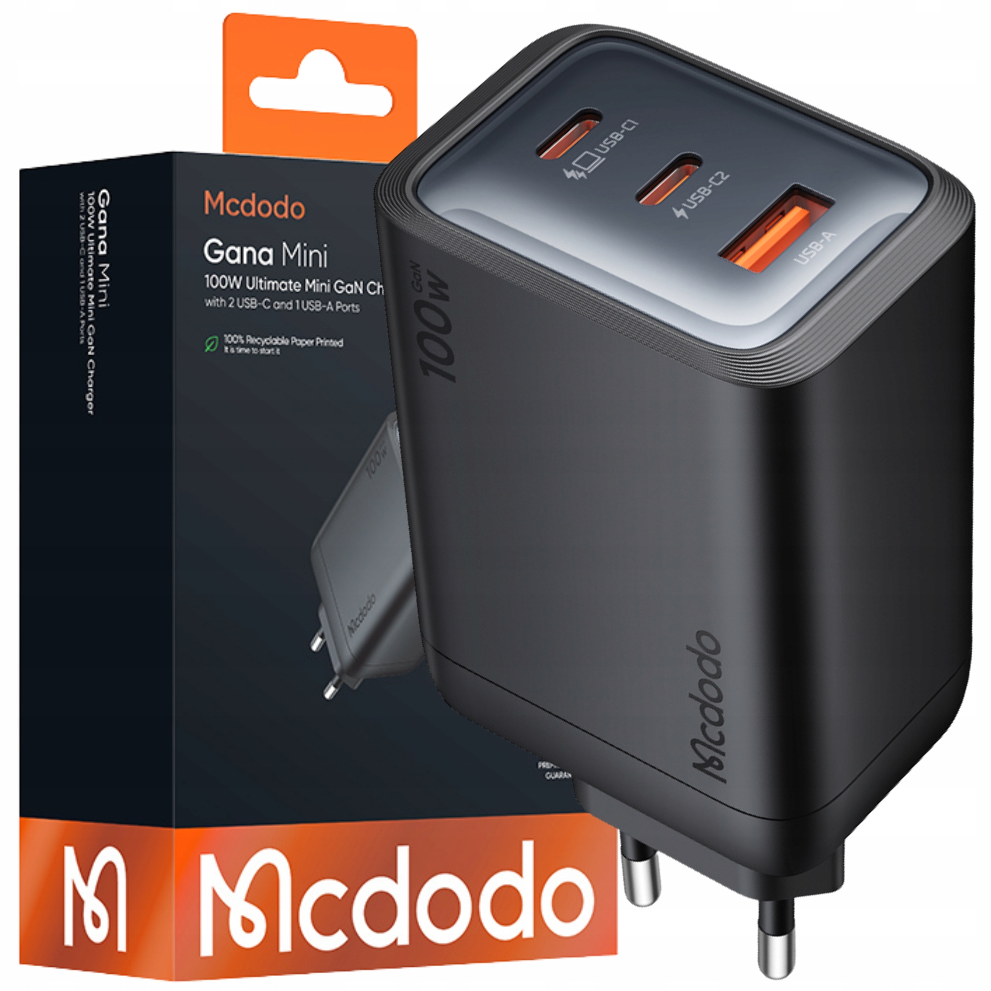 Mcdodo Síťová Nabíječka Napájecí Adaptér Kostka 3X Usb-c Pd Usb 100W Černá