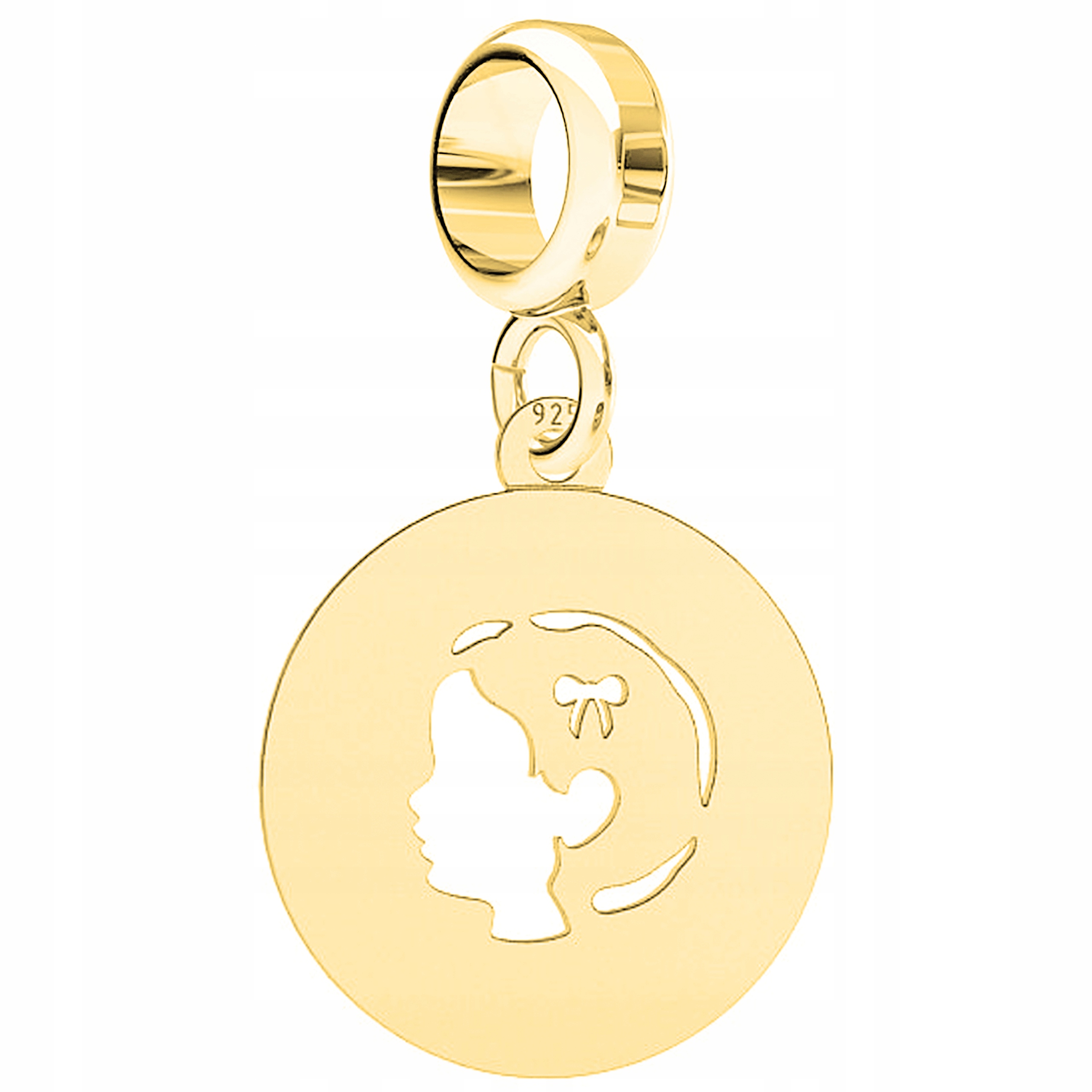 Charms Zlatý Forever Family Plech s holčičkou Dítě Girl Stříbro 925