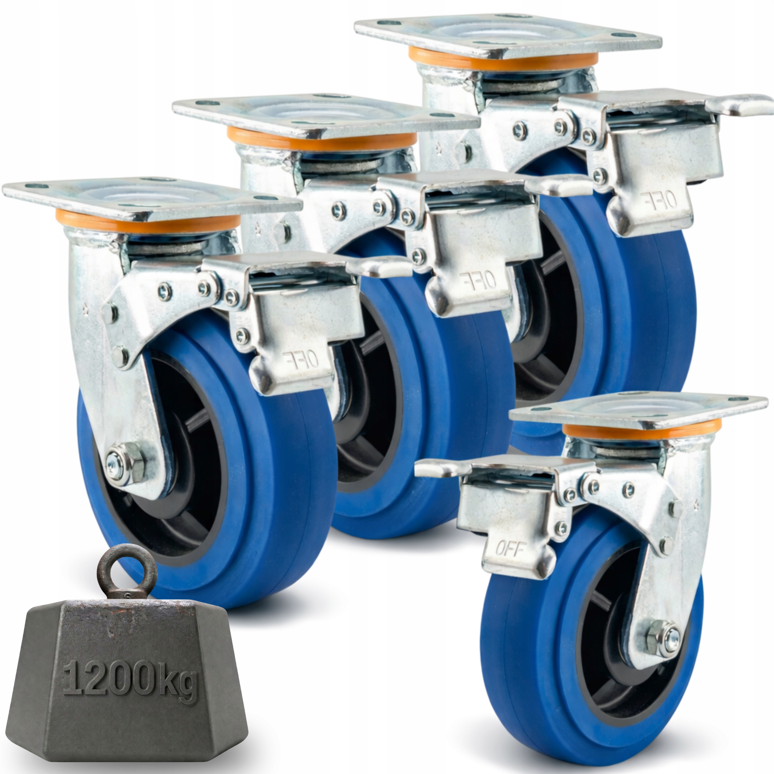 Kolečka 150 mm Otočná s Brzdou Set 4 ks pro velké zatížení 1200 kg Tpr