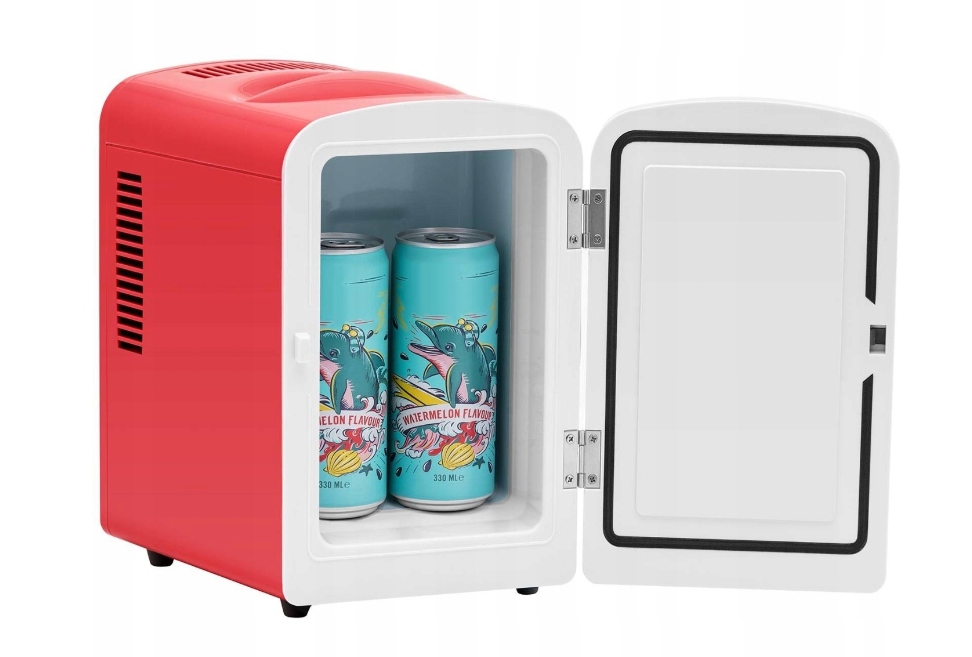 MINI LODÓWKA SAMOCHODOWA FUNKCJA GRZANIA CZERWONA PRZENOŚNA MINI LODÓWKA Pojemność 4 l