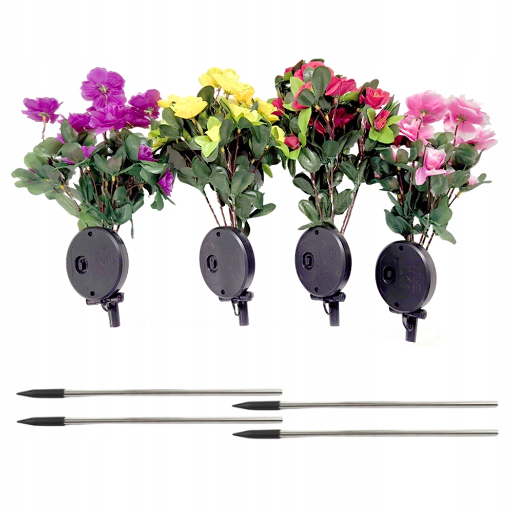 Sada 4 Solární lampa Led zahradní zapichovací Květ Rože Barevné Růže