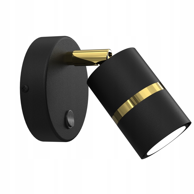 Nástěnná Lampa Aurora Gold Černá Nástěnná Lampa S Led Vypínačem, Moderní Spot