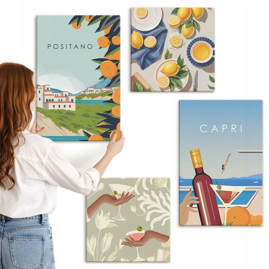 Vícedílná sada obrazů Galerie Italské prázdniny citrony Capri 4 kusy