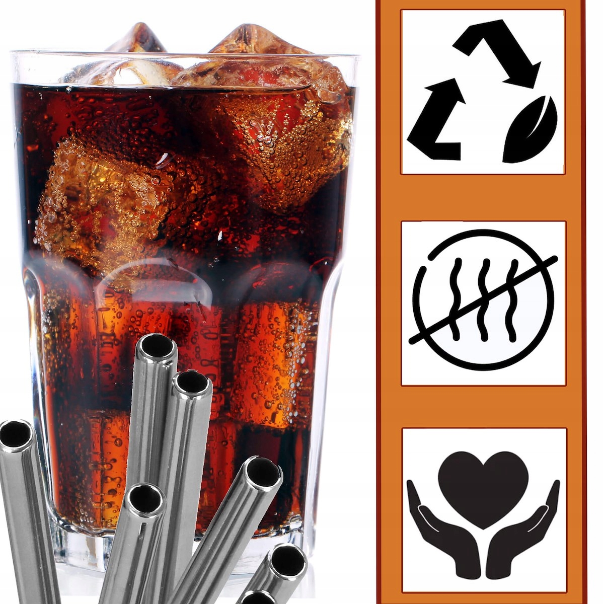 EKO GRUBE RURKI SŁOMKI METALOWE ZESTAW 8szt CZYŚCIKI WIELORAZOWE STALOWE Materiał inny