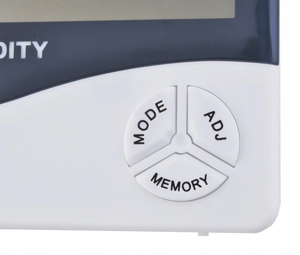 Stacja Pogody LCD Higrometr Termometr Zegar Data Czujnik Cyfrowy Kolor biały