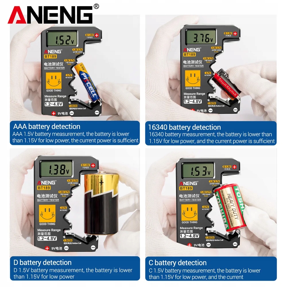 ANENG BT189 CYFROWY TESTER MIERNIK BATERII LCD Stan opakowania oryginalne