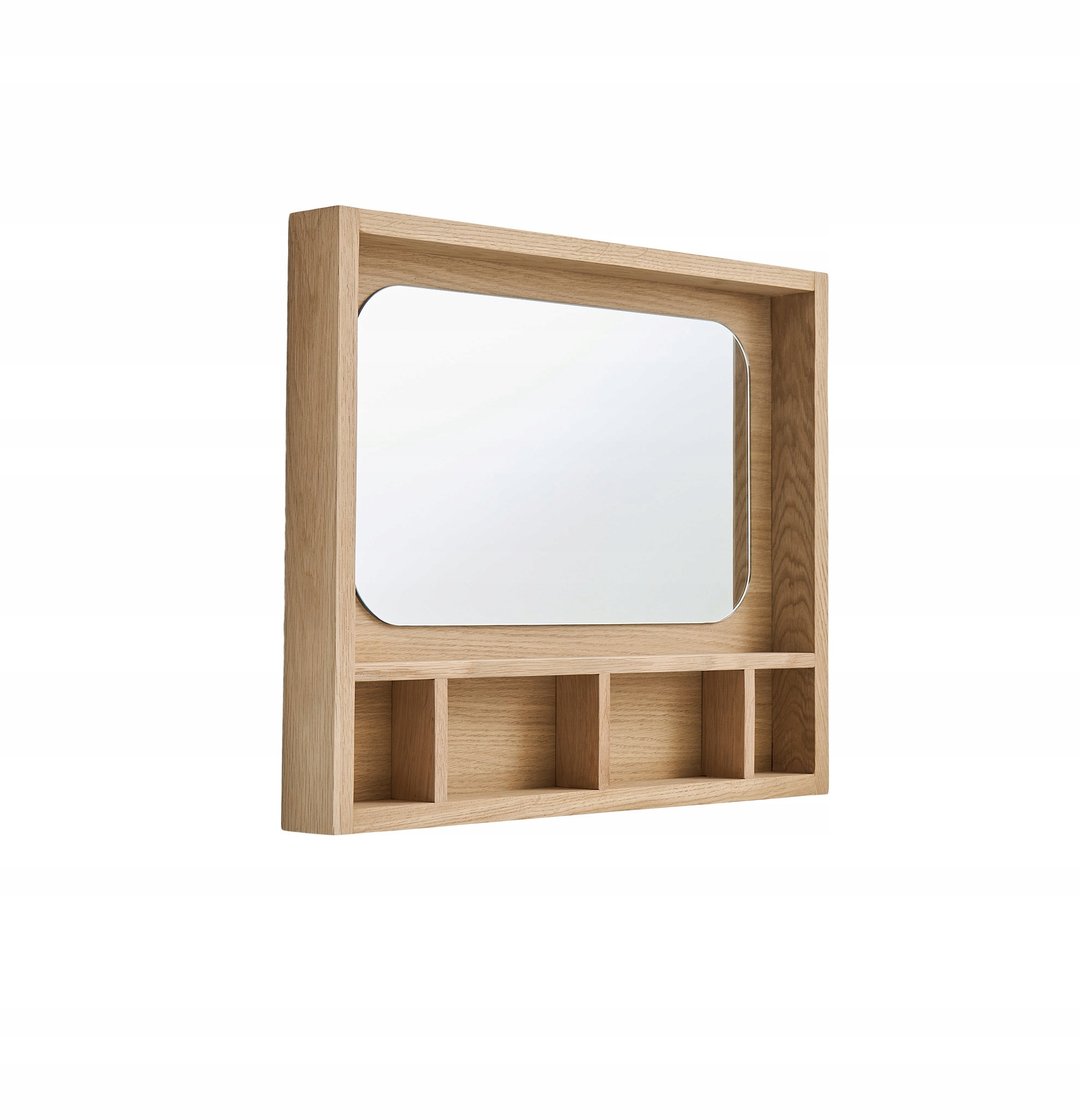 Andersen Furniture Glance Nástenné zrkadlo v dubovom ráme s policami