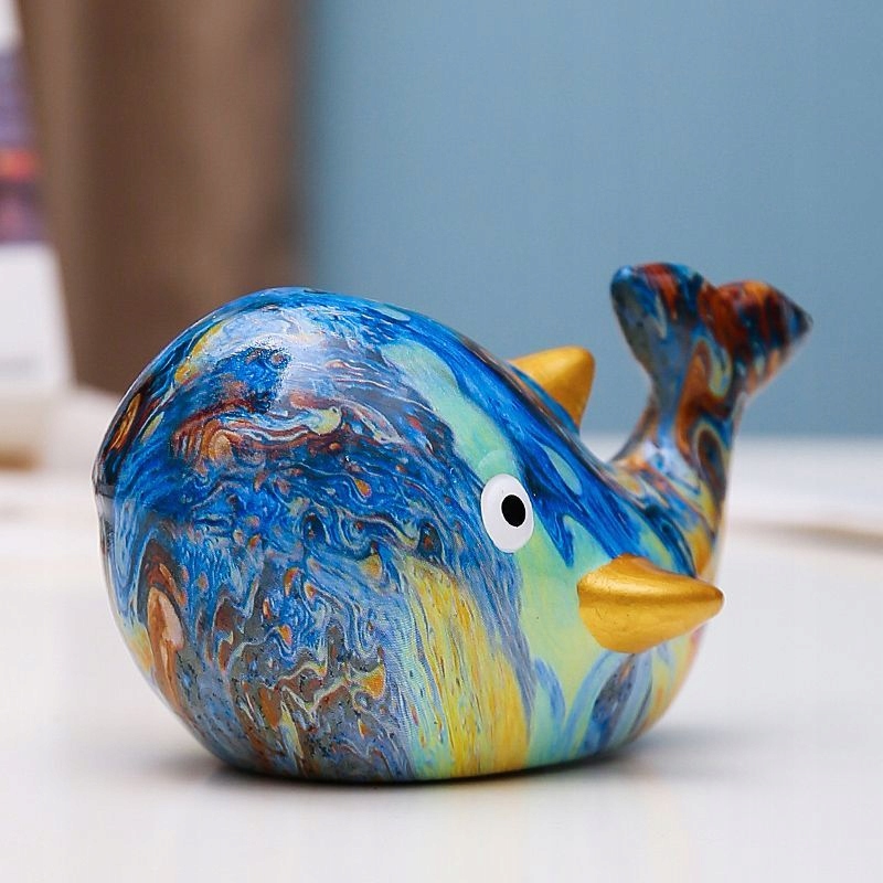Szkło artystyczne do domu, słodka skarbonka z wielorybem, prezent z Marka bez marki