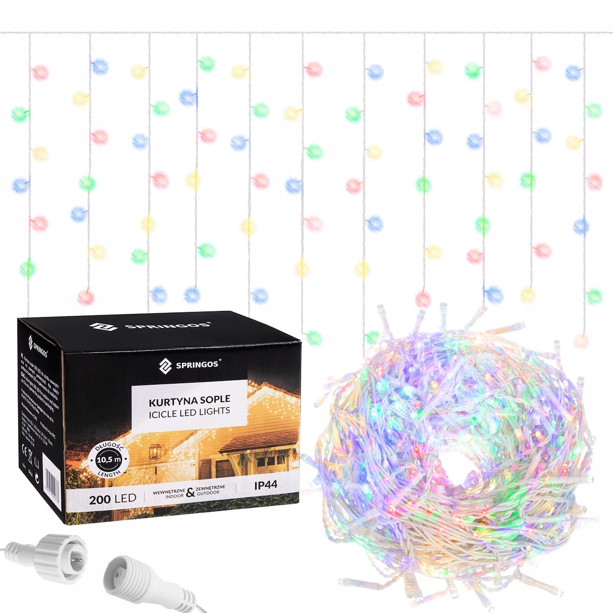 

Sople Kurtyna Lampki 200 Led Multikolor Zewnętrzne